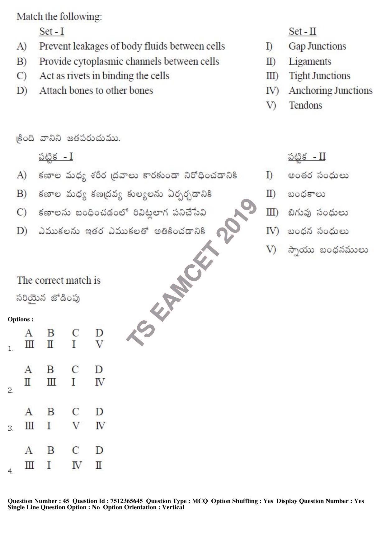 TS EAMCET 2019 Agriculture and Medical Question Paper with Key (9 May 2019 Forenoon) - Page 39