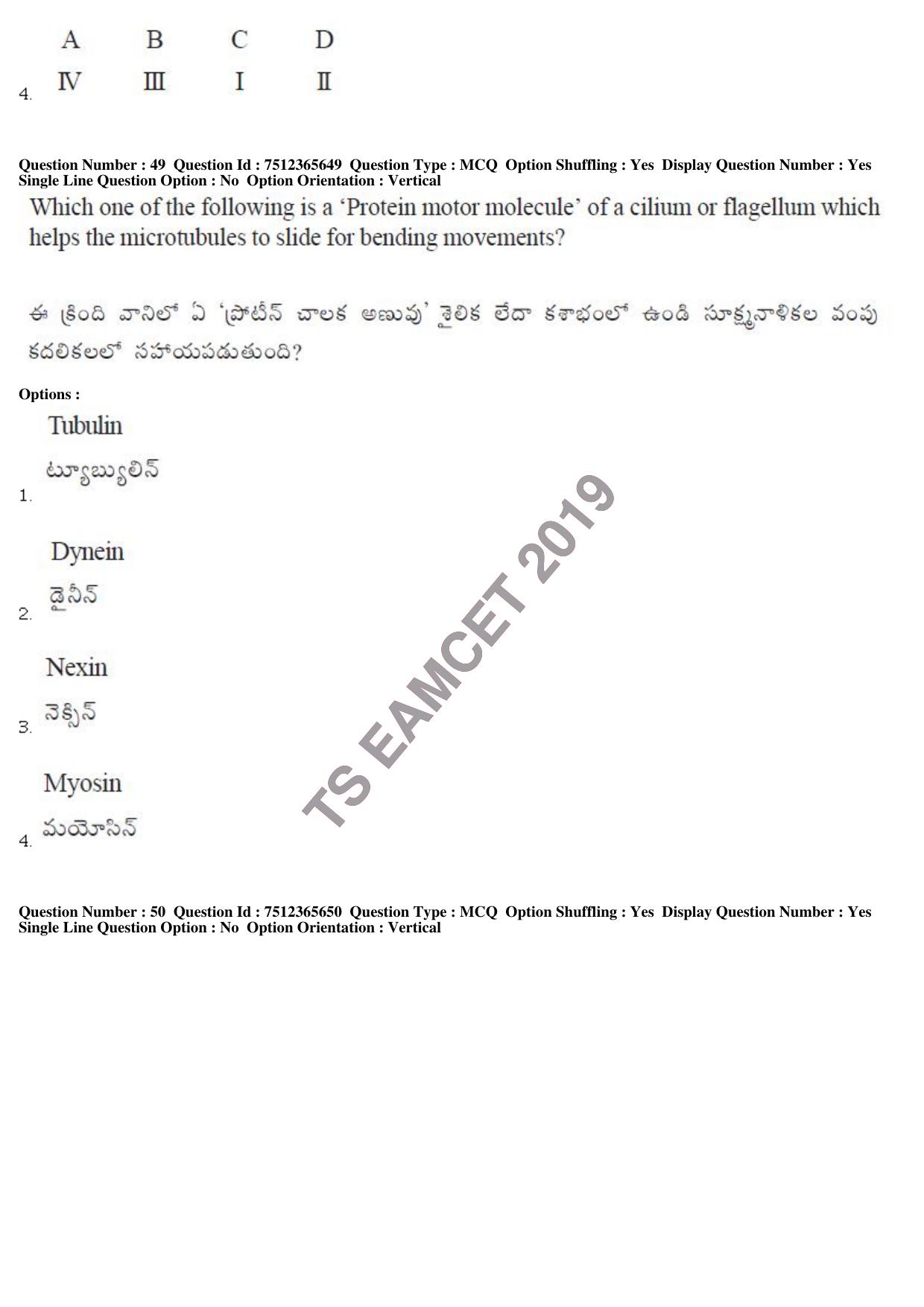 TS EAMCET 2019 Agriculture and Medical Question Paper with Key (9 May 2019 Forenoon) - Page 43