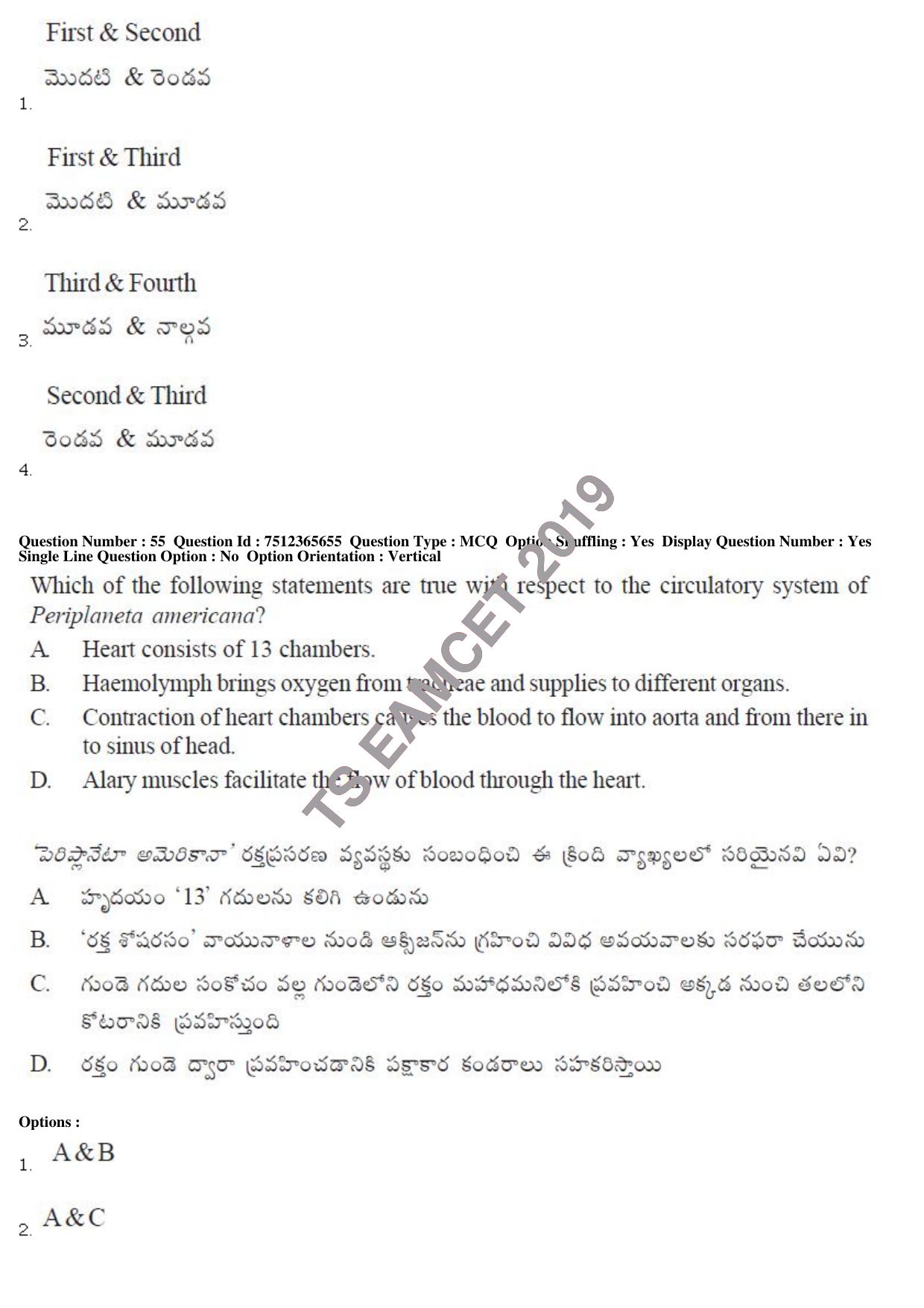 TS EAMCET 2019 Agriculture and Medical Question Paper with Key (9 May 2019 Forenoon) - Page 47