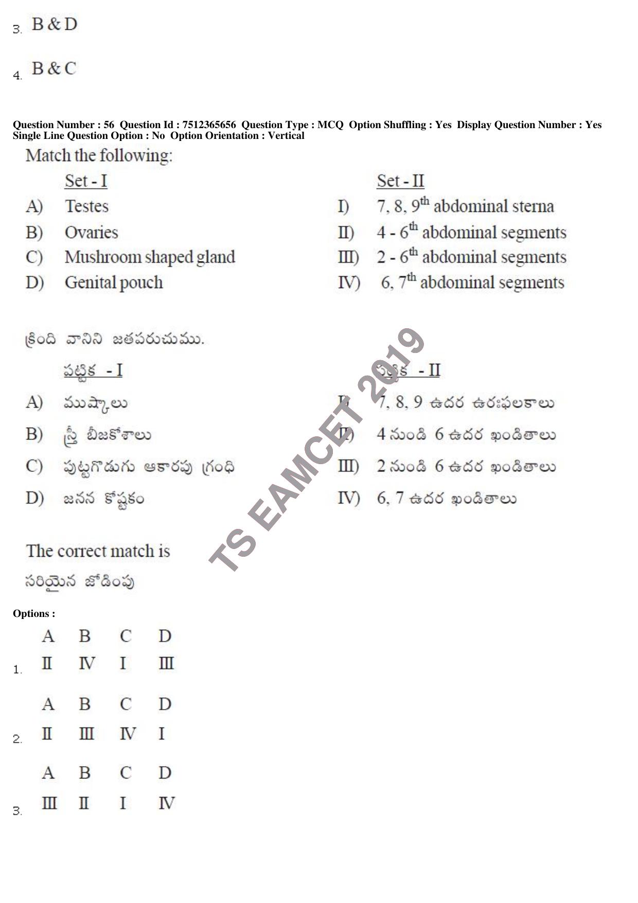 TS EAMCET 2019 Agriculture and Medical Question Paper with Key (9 May 2019 Forenoon) - Page 48