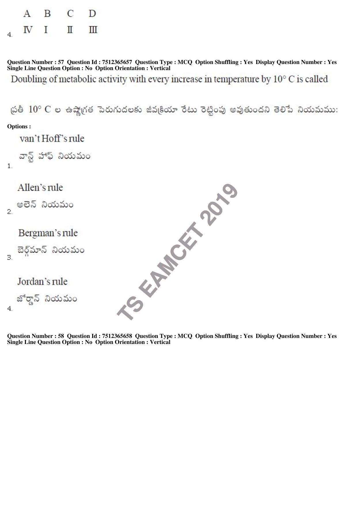 TS EAMCET 2019 Agriculture and Medical Question Paper with Key (9 May 2019 Forenoon) - Page 49