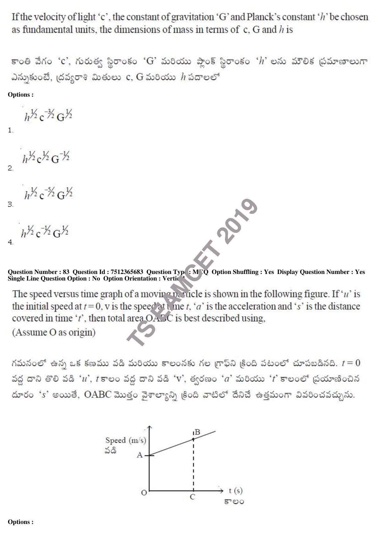 TS EAMCET 2019 Agriculture and Medical Question Paper with Key (9 May 2019 Forenoon) - Page 71