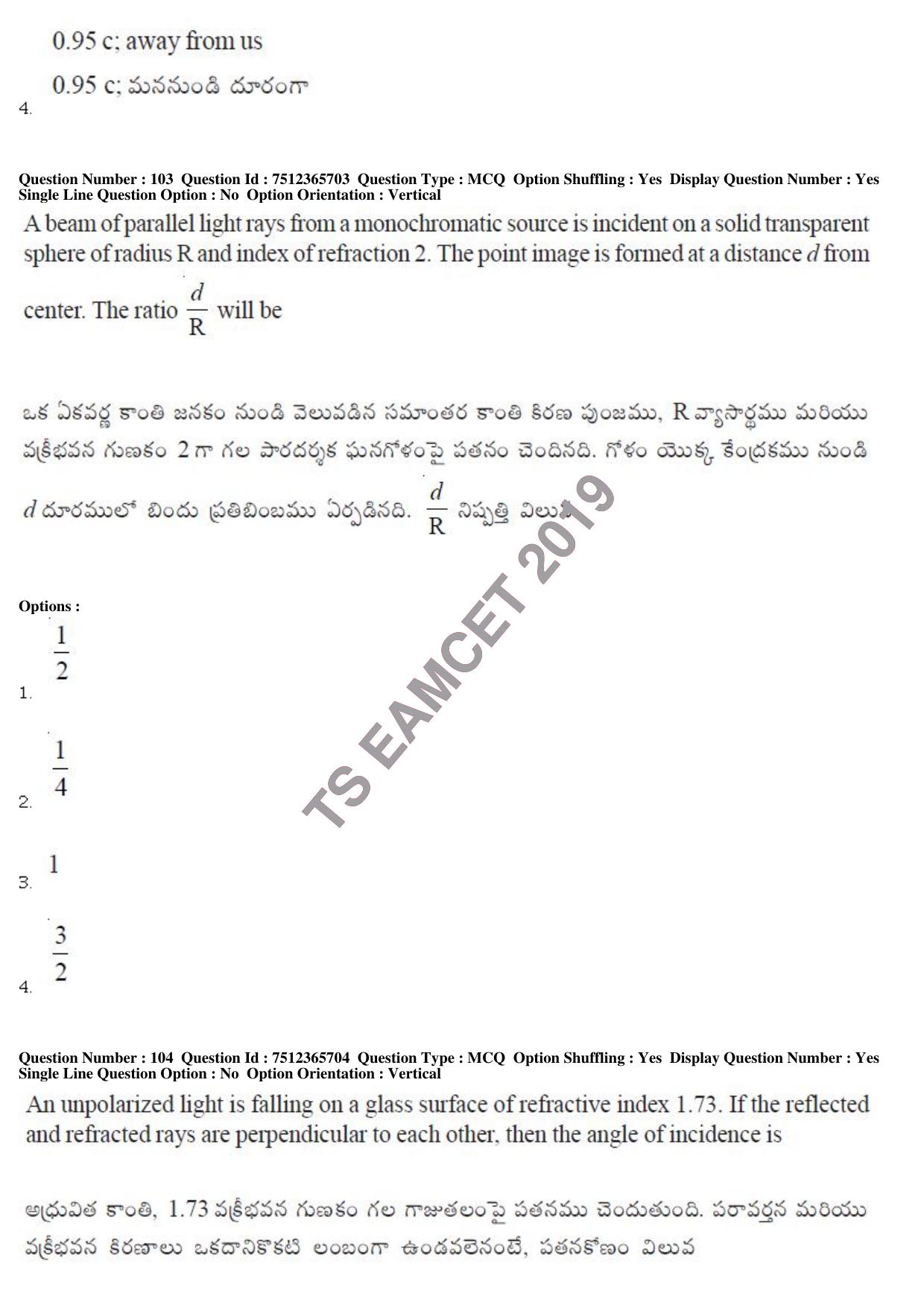TS EAMCET 2019 Agriculture and Medical Question Paper with Key (9 May 2019 Forenoon) - Page 86