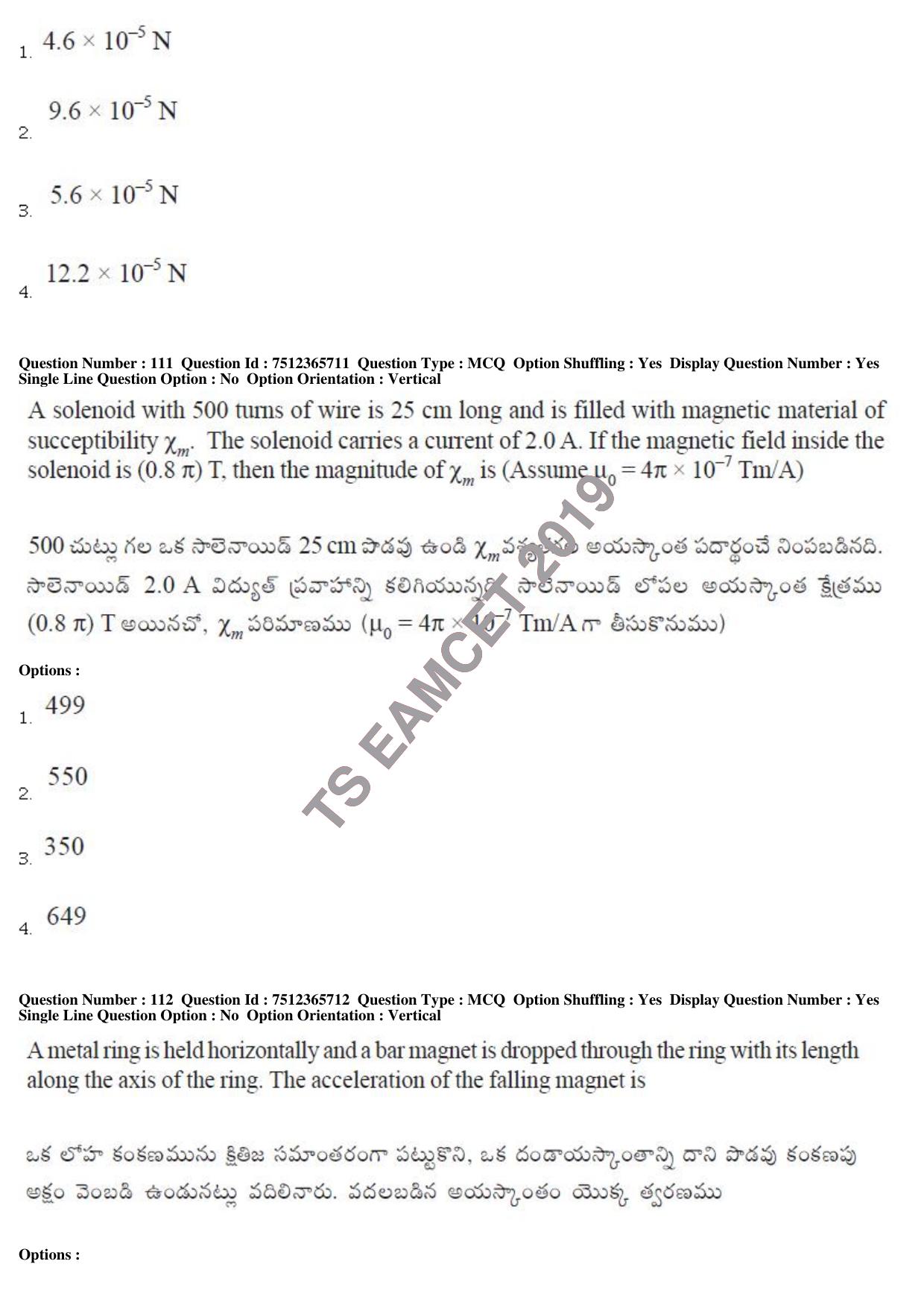 TS EAMCET 2019 Agriculture and Medical Question Paper with Key (9 May 2019 Forenoon) - Page 91