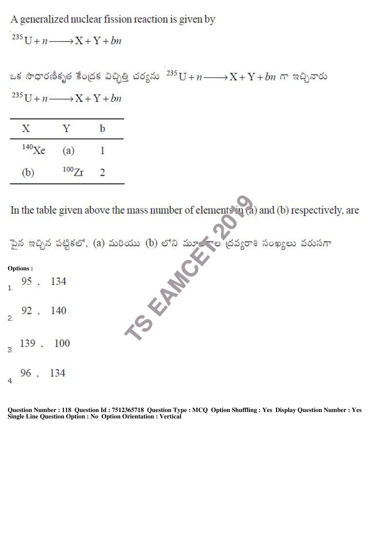TS EAMCET 2019 Agriculture and Medical Question Paper with Key (9 May 2019 Forenoon) - Page 95