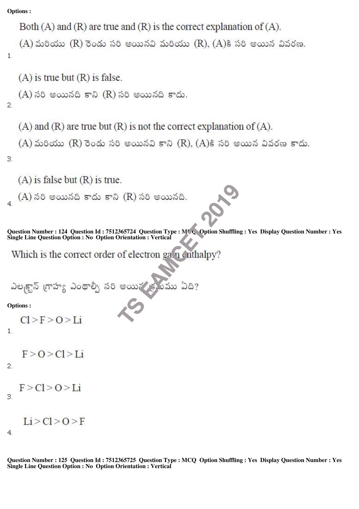 TS EAMCET 2019 Agriculture and Medical Question Paper with Key (9 May 2019 Forenoon) - Page 99