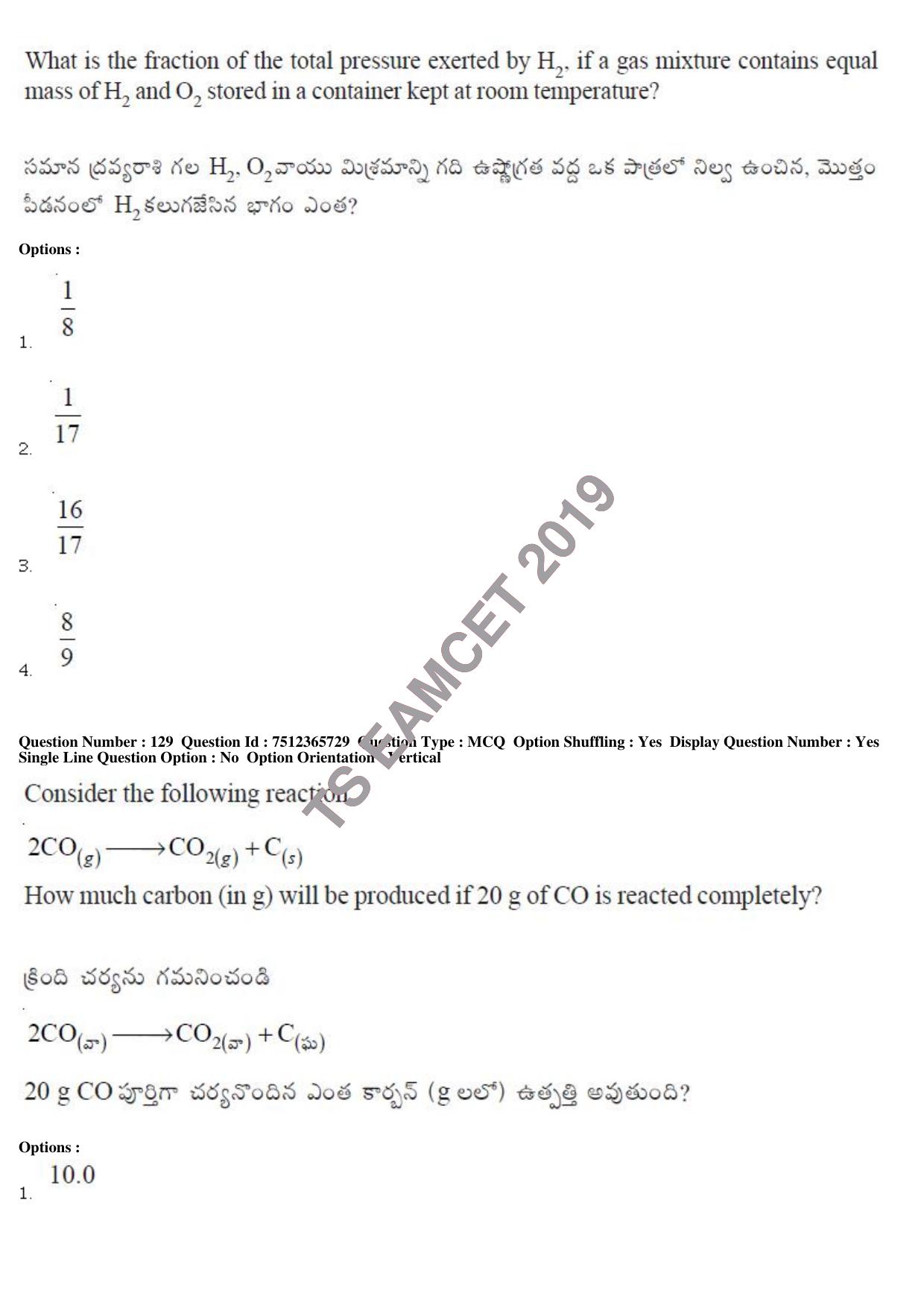TS EAMCET 2019 Agriculture and Medical Question Paper with Key (9 May 2019 Forenoon) - Page 102