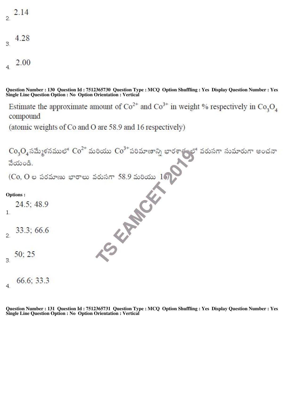 TS EAMCET 2019 Agriculture and Medical Question Paper with Key (9 May 2019 Forenoon) - Page 103
