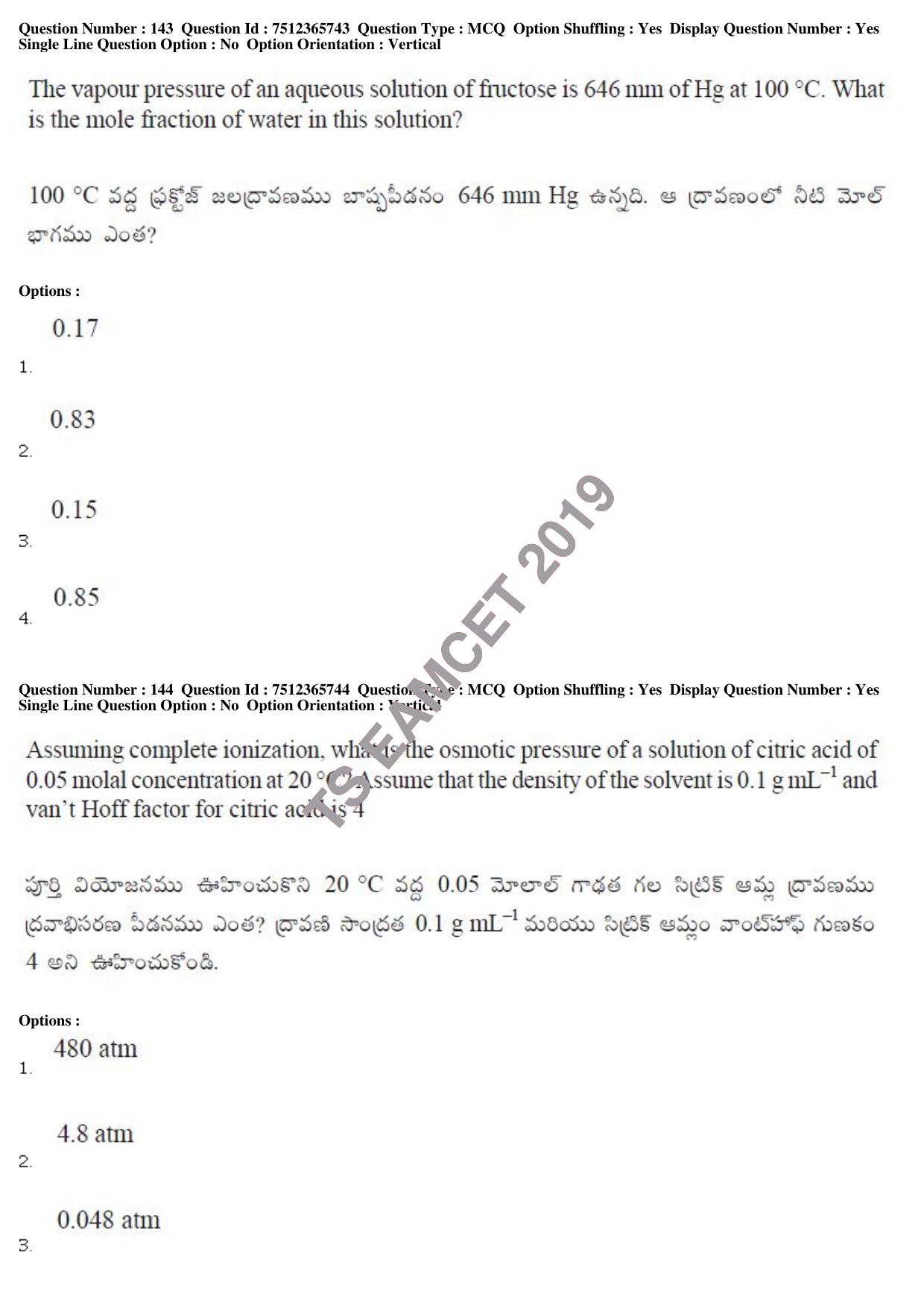 TS EAMCET 2019 Agriculture and Medical Question Paper with Key (9 May 2019 Forenoon) - Page 112