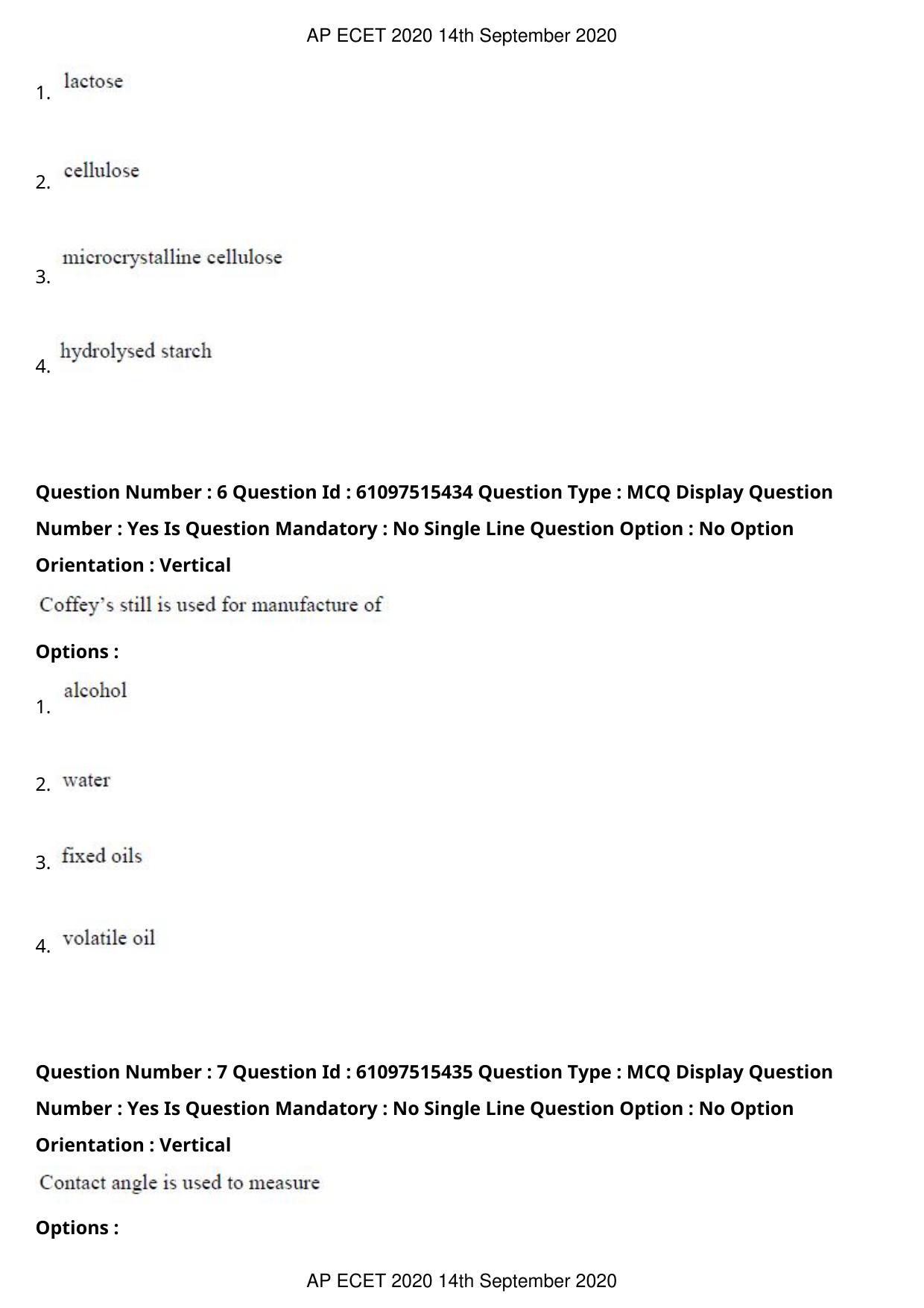 AP ECET 2020 - Pharmacy (Preview) Question Paper With Preliminary Keys - Page 4