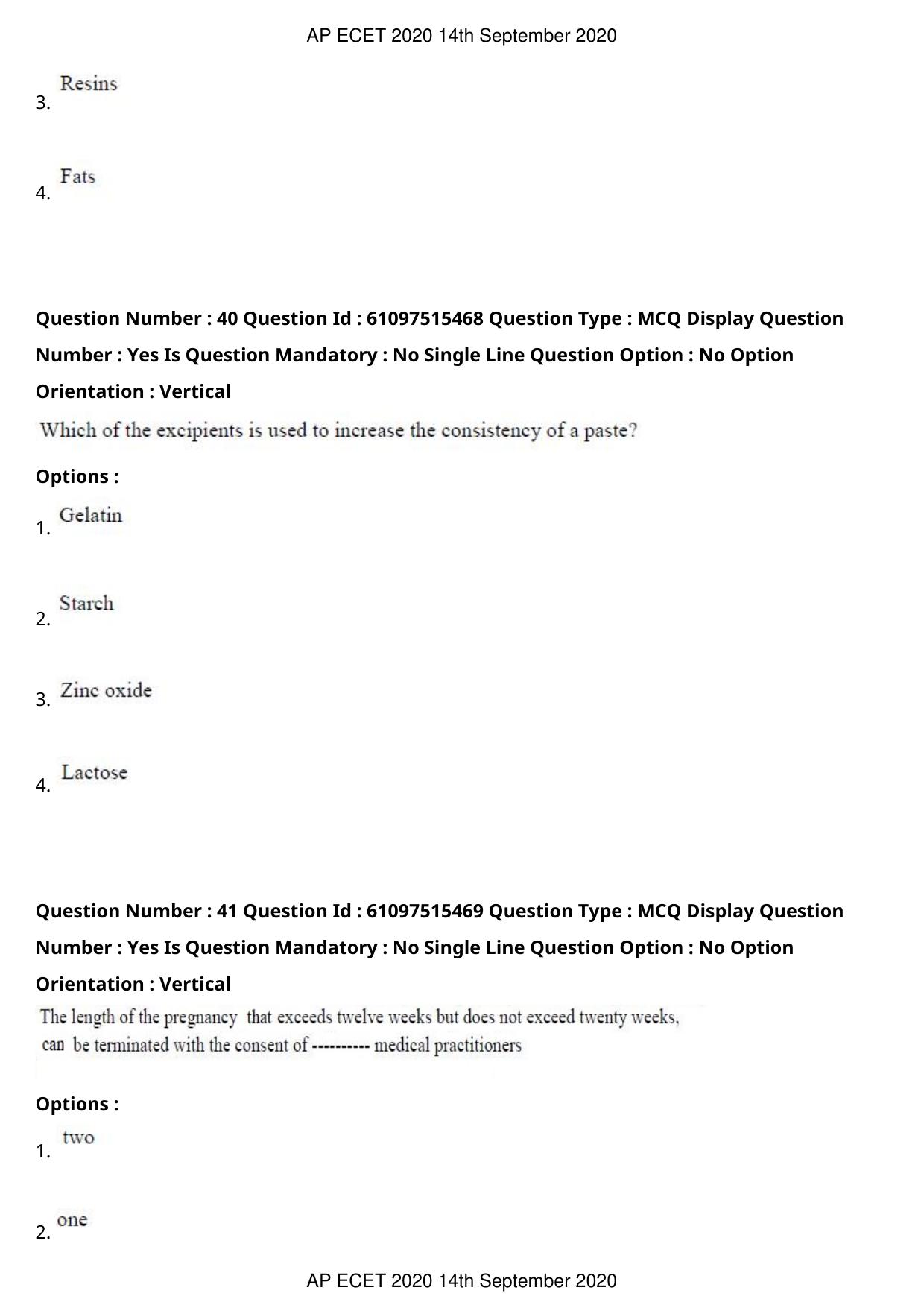 AP ECET 2020 - Pharmacy (Preview) Question Paper With Preliminary Keys - Page 21