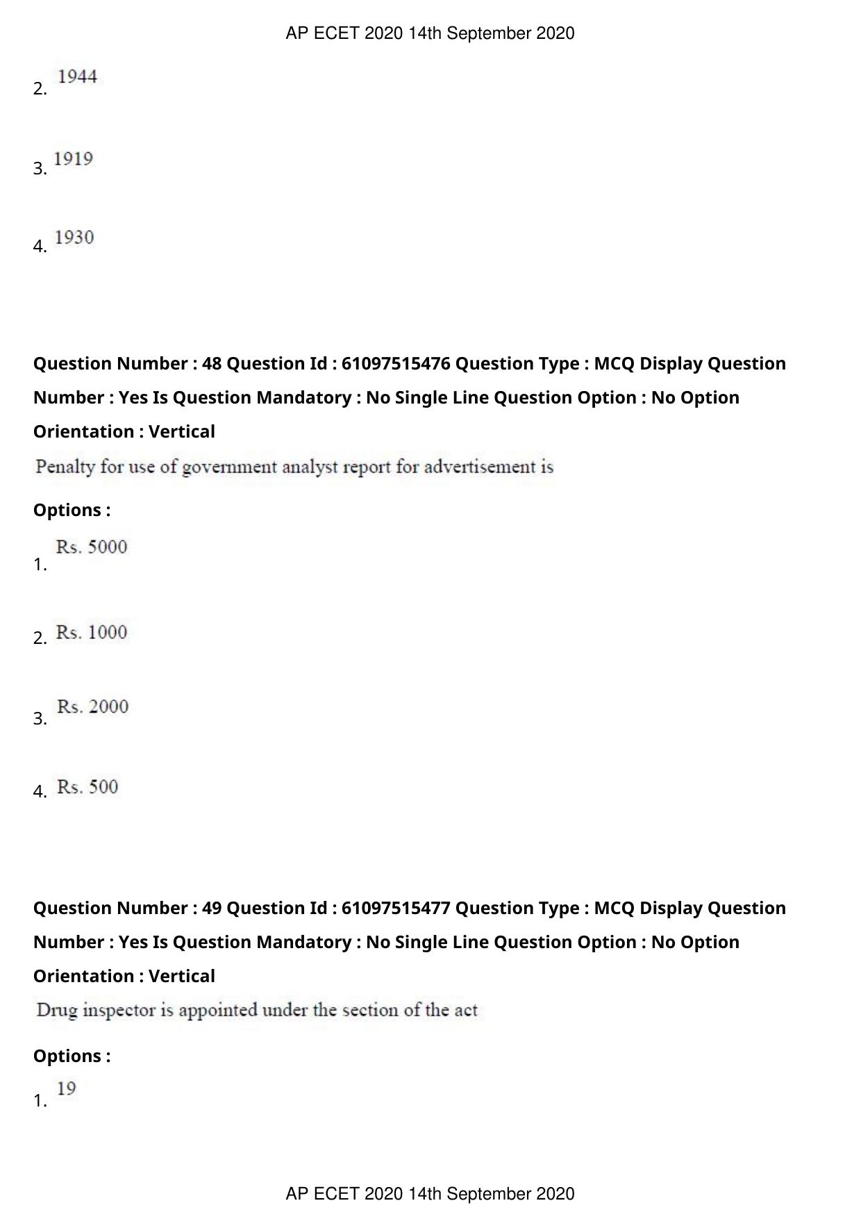 AP ECET 2020 - Pharmacy (Preview) Question Paper With Preliminary Keys - Page 25