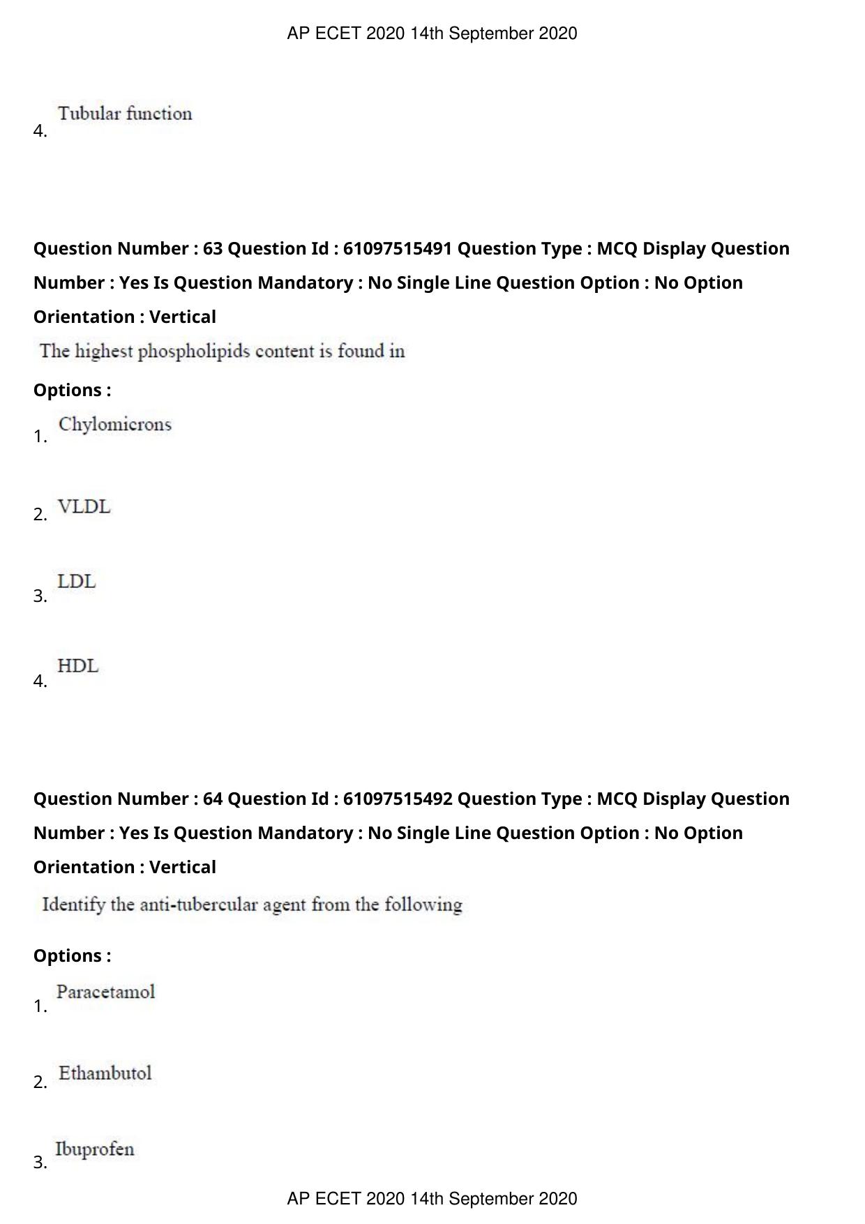 AP ECET 2020 - Pharmacy (Preview) Question Paper With Preliminary Keys - Page 33