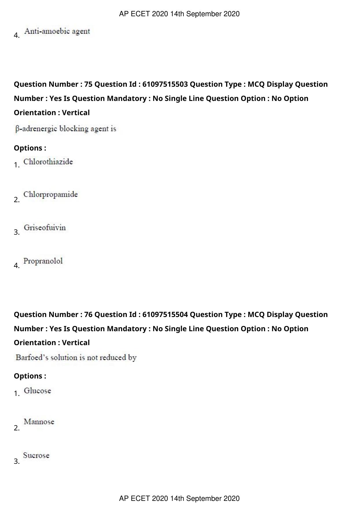 AP ECET 2020 - Pharmacy (Preview) Question Paper With Preliminary Keys - Page 39