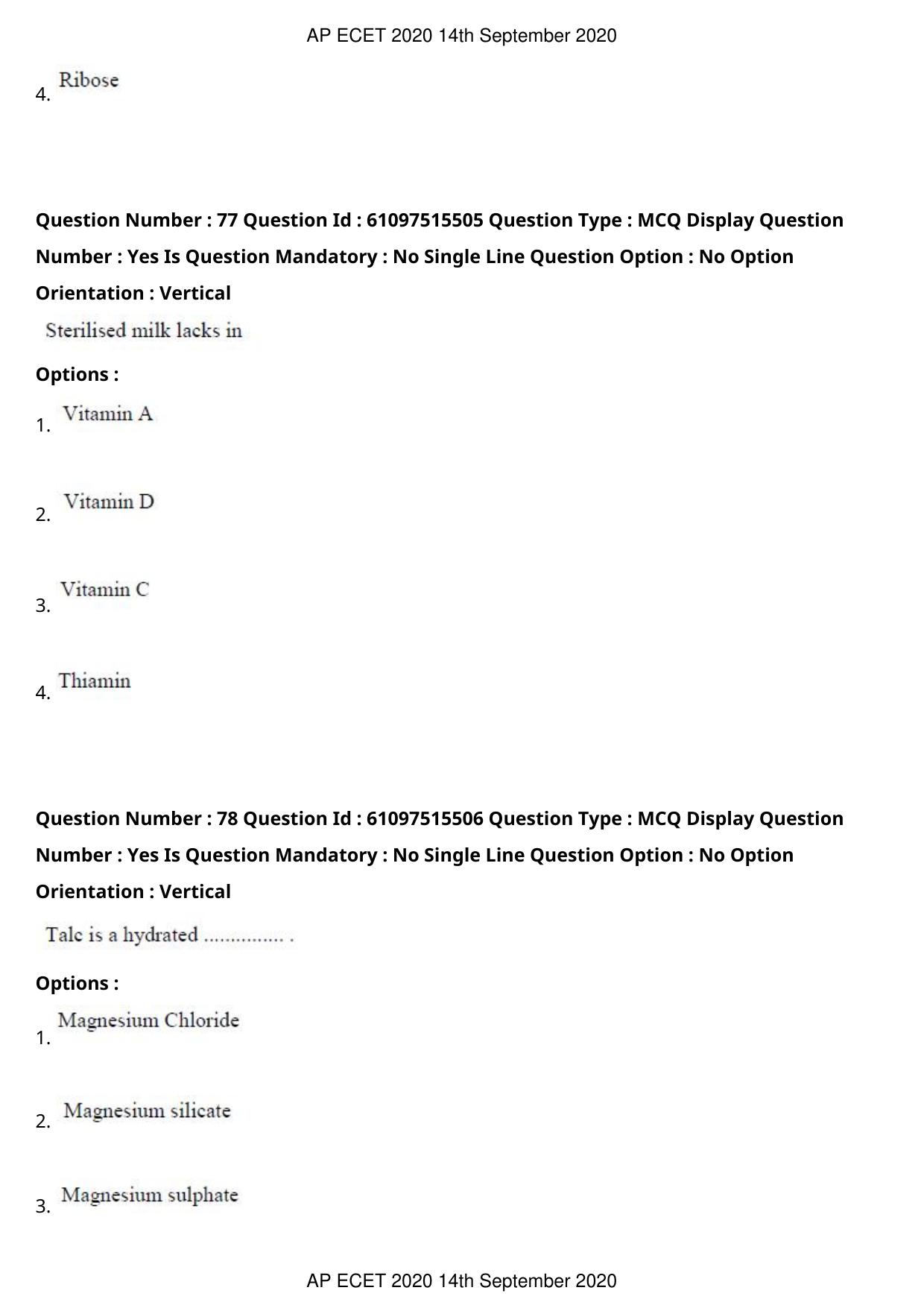 AP ECET 2020 - Pharmacy (Preview) Question Paper With Preliminary Keys - Page 40