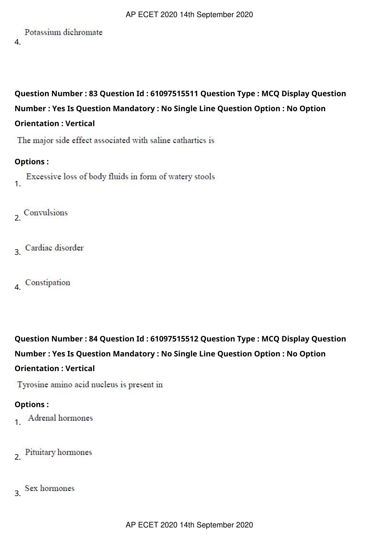 AP ECET 2020 - Pharmacy (Preview) Question Paper With Preliminary Keys - Page 43