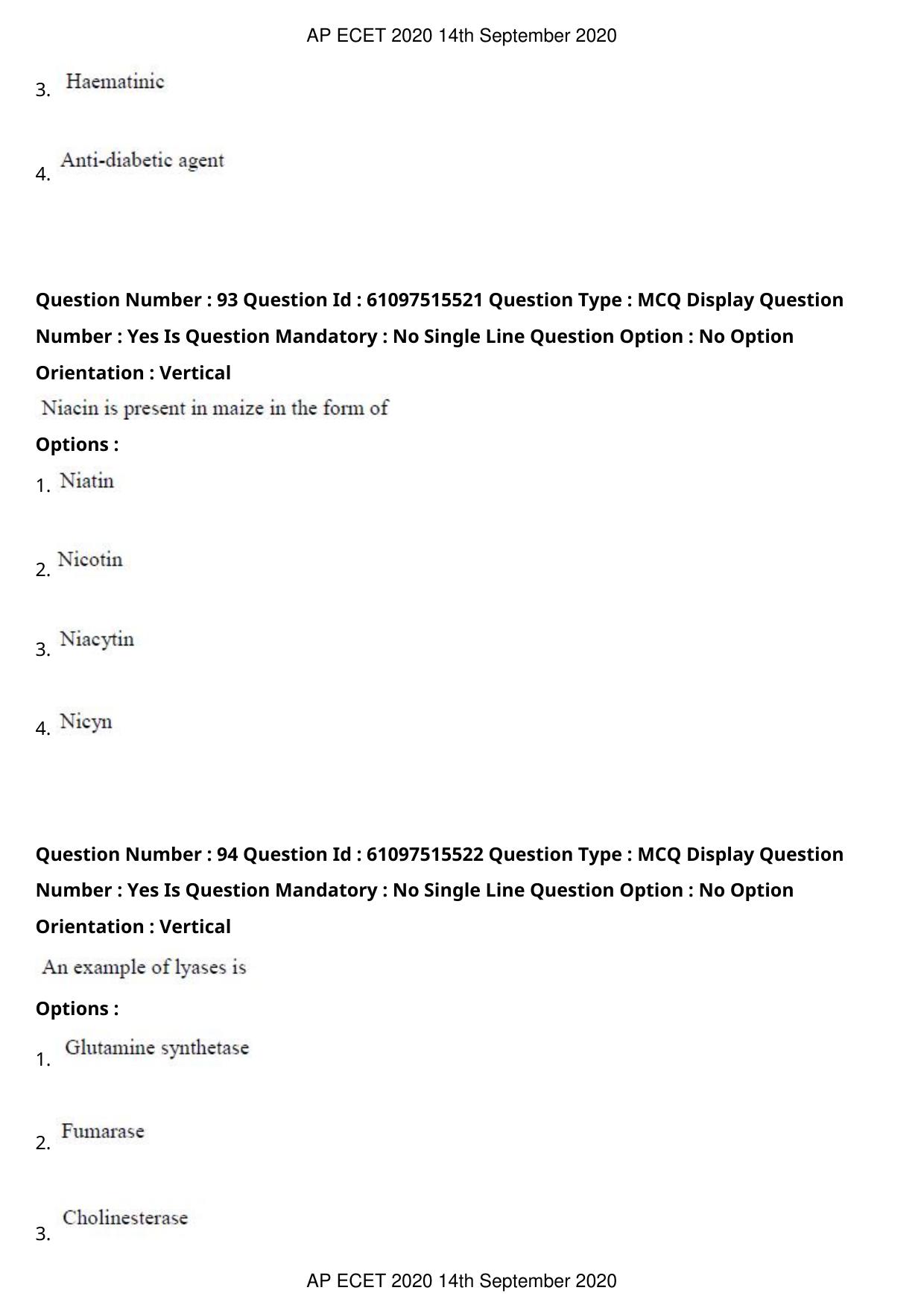 AP ECET 2020 - Pharmacy (Preview) Question Paper With Preliminary Keys - Page 48