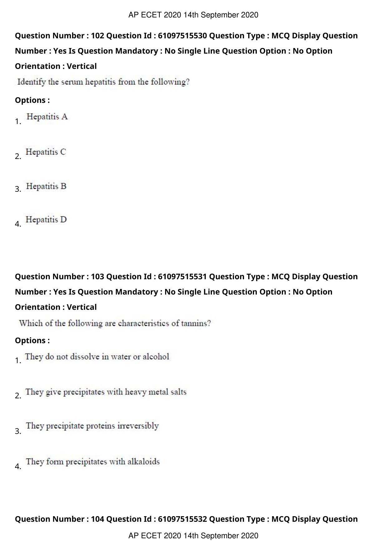 AP ECET 2020 - Pharmacy (Preview) Question Paper With Preliminary Keys - Page 53