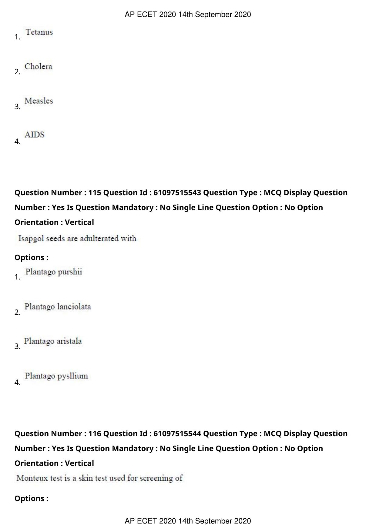 AP ECET 2020 - Pharmacy (Preview) Question Paper With Preliminary Keys - Page 59
