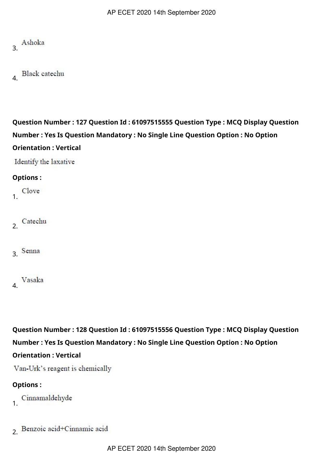AP ECET 2020 - Pharmacy (Preview) Question Paper With Preliminary Keys - Page 65