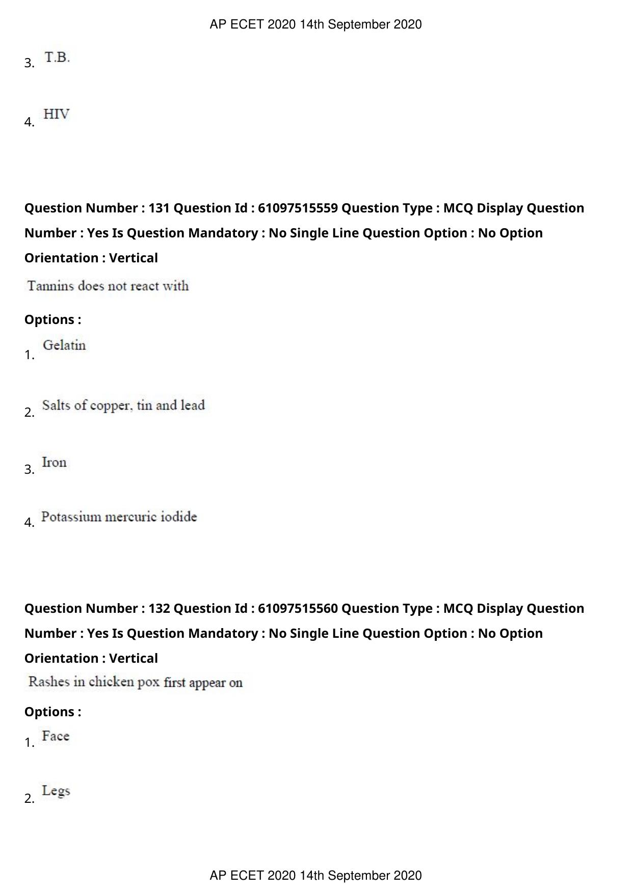 AP ECET 2020 - Pharmacy (Preview) Question Paper With Preliminary Keys - Page 67