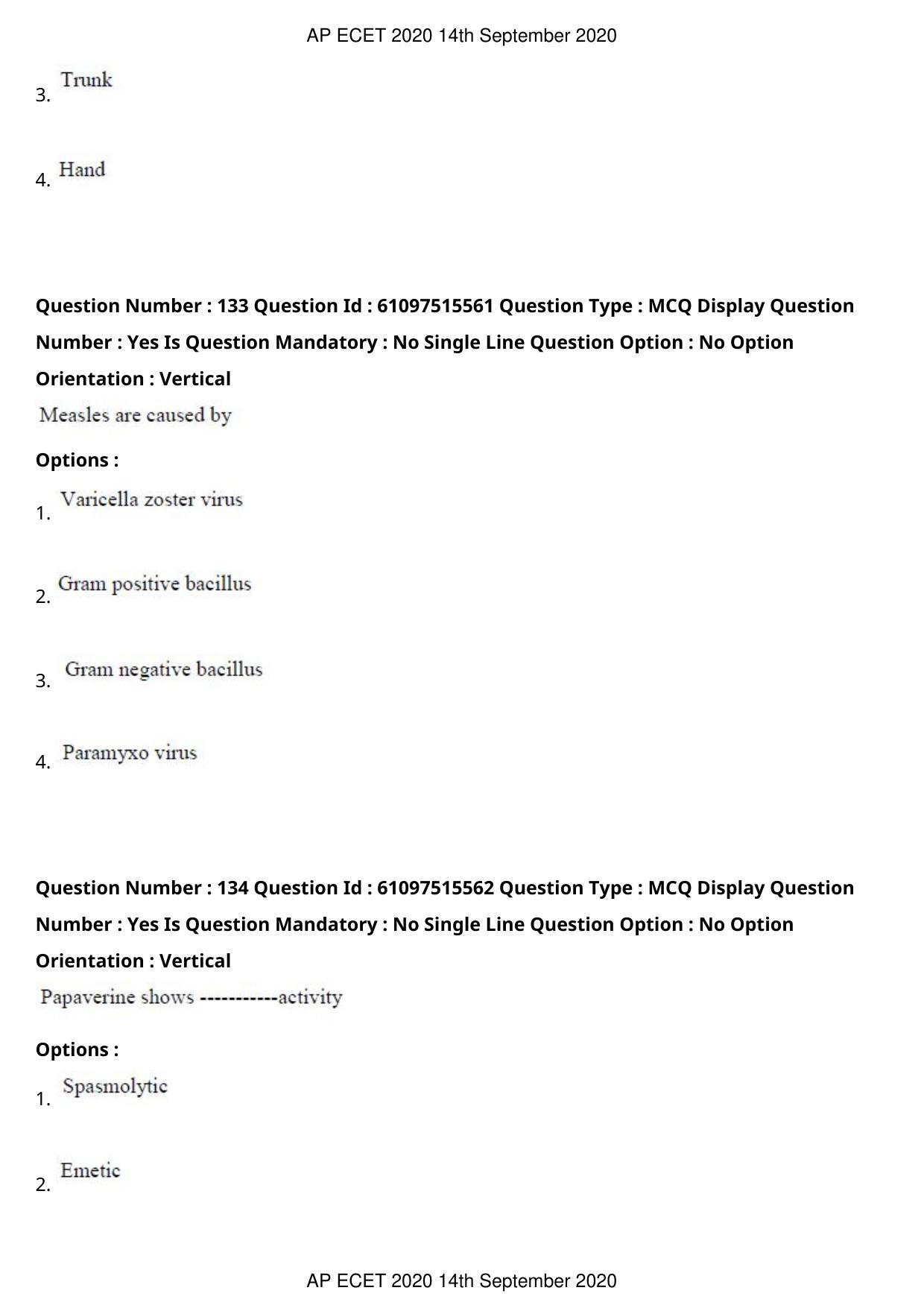 AP ECET 2020 - Pharmacy (Preview) Question Paper With Preliminary Keys - Page 68
