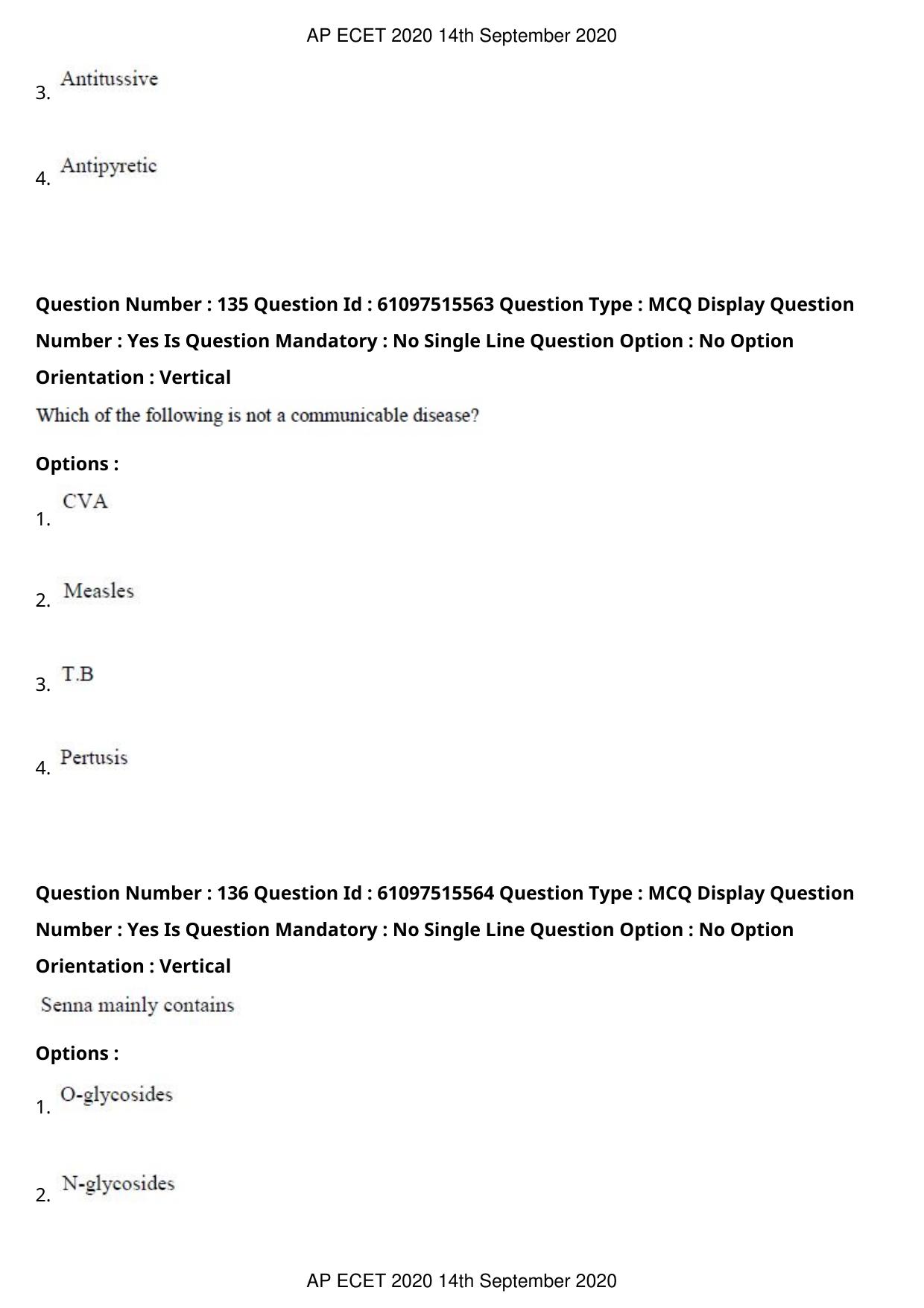 AP ECET 2020 - Pharmacy (Preview) Question Paper With Preliminary Keys - Page 69