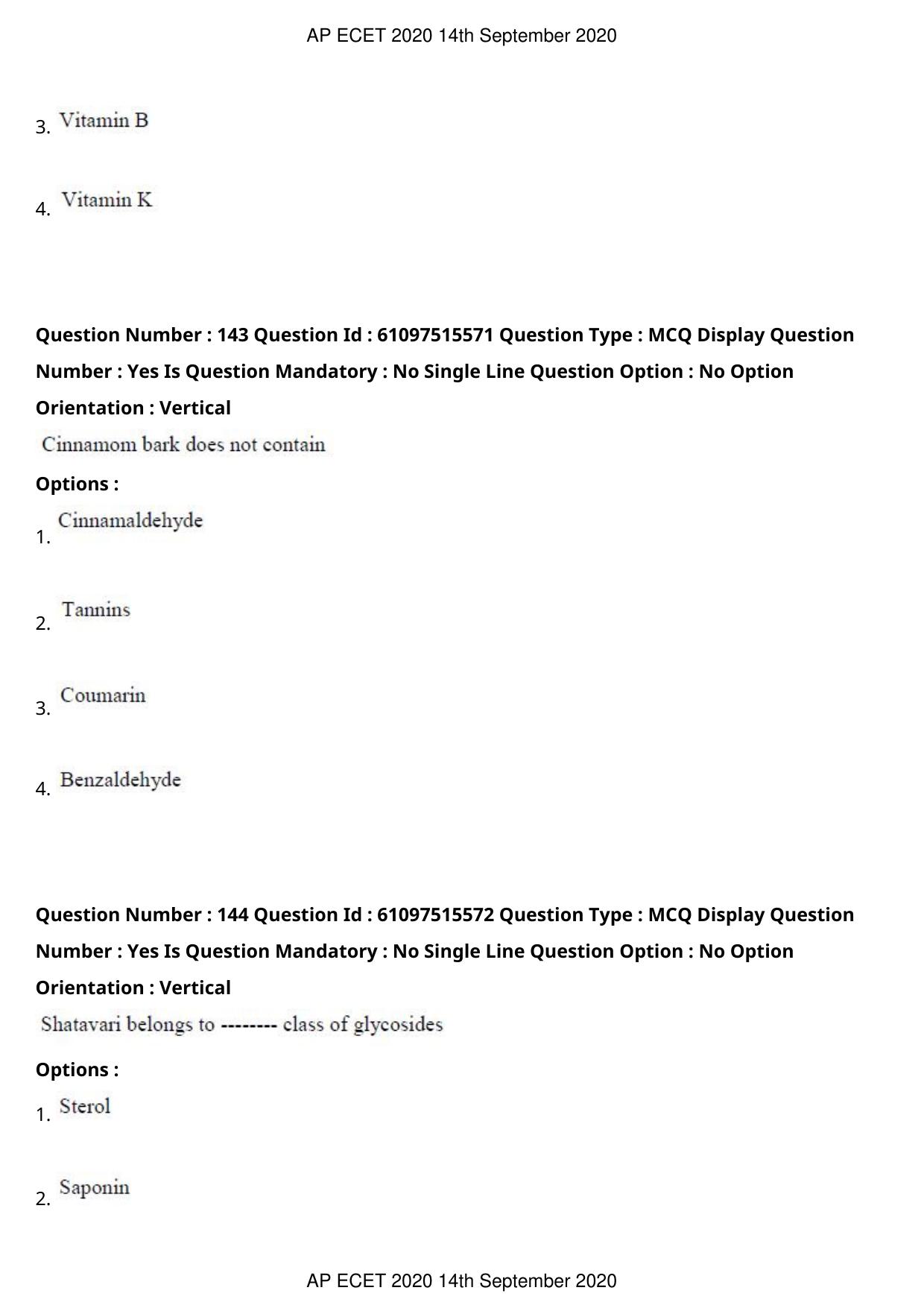 AP ECET 2020 - Pharmacy (Preview) Question Paper With Preliminary Keys - Page 73