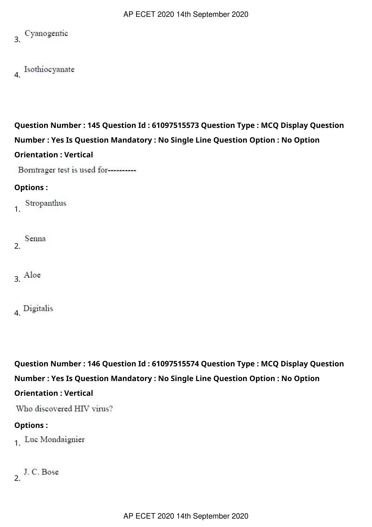 AP ECET 2020 - Pharmacy (Preview) Question Paper With Preliminary Keys - Page 74