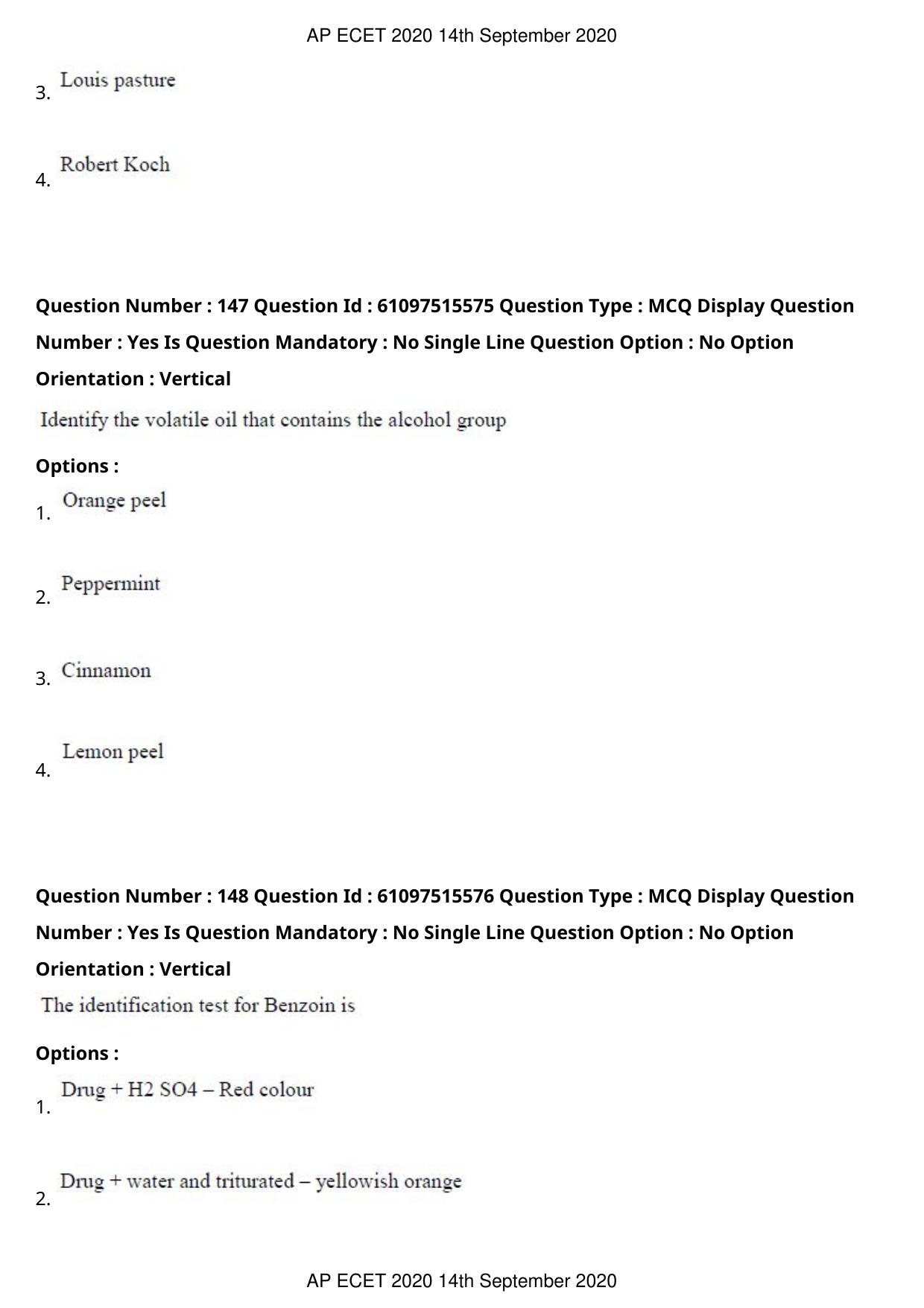 AP ECET 2020 - Pharmacy (Preview) Question Paper With Preliminary Keys - Page 75