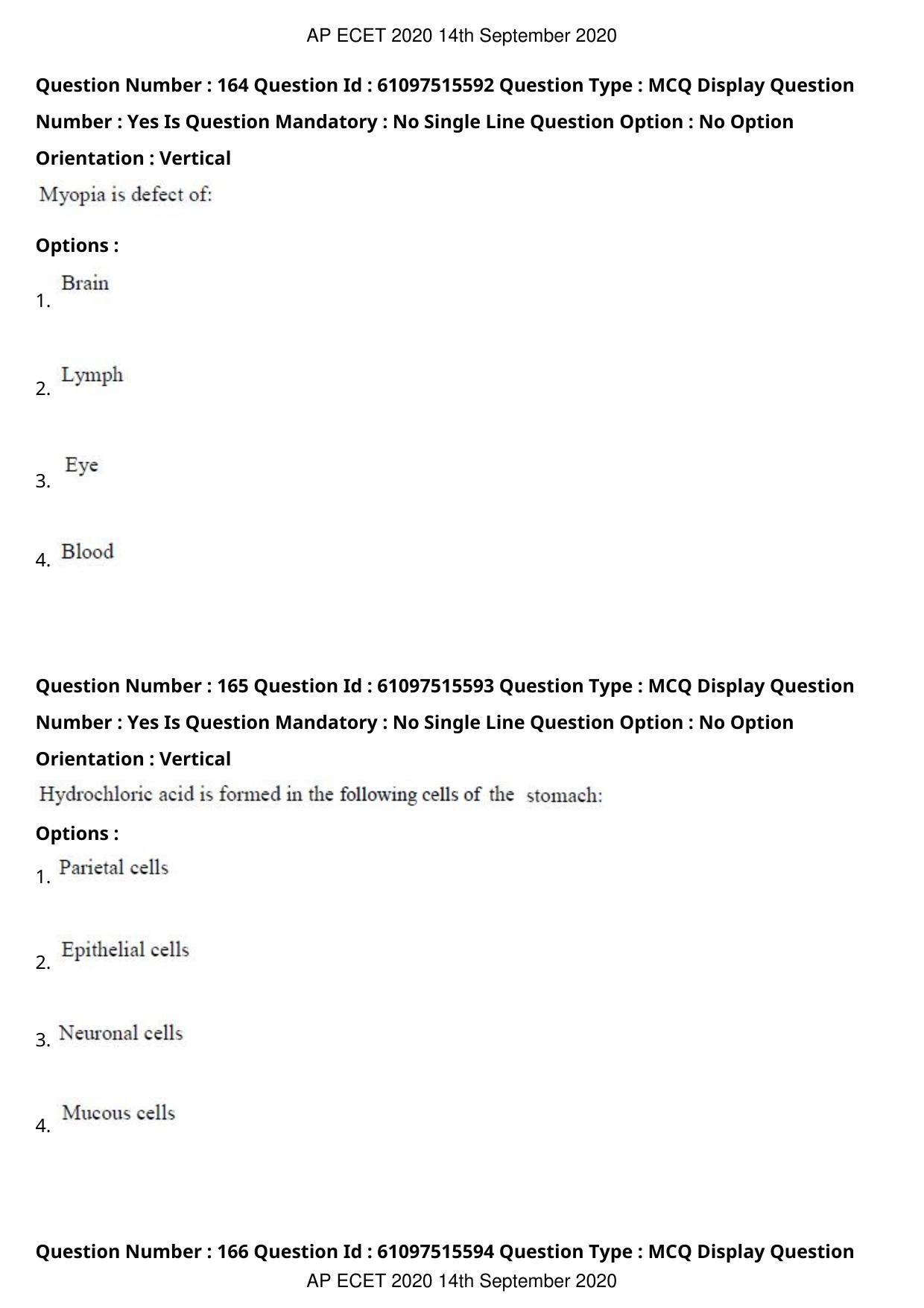 AP ECET 2020 - Pharmacy (Preview) Question Paper With Preliminary Keys - Page 84