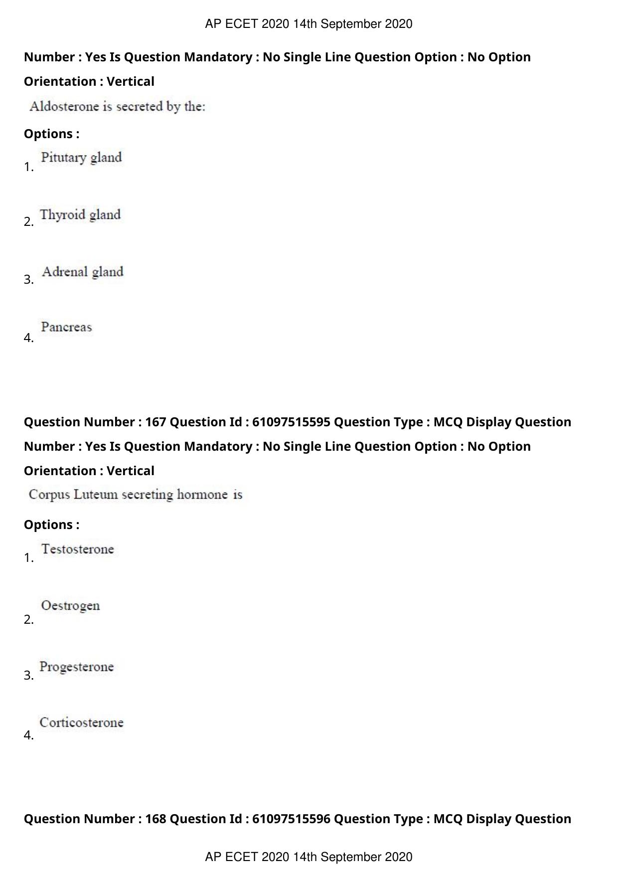AP ECET 2020 - Pharmacy (Preview) Question Paper With Preliminary Keys - Page 85