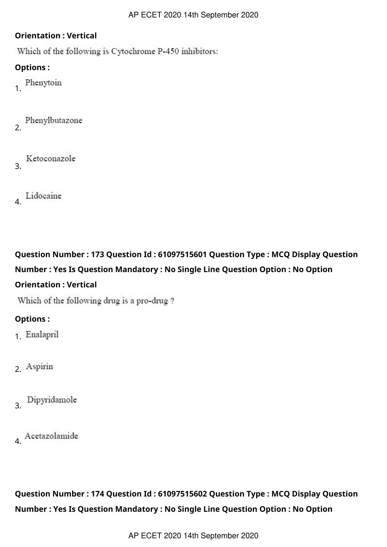 AP ECET 2020 - Pharmacy (Preview) Question Paper With Preliminary Keys - Page 88