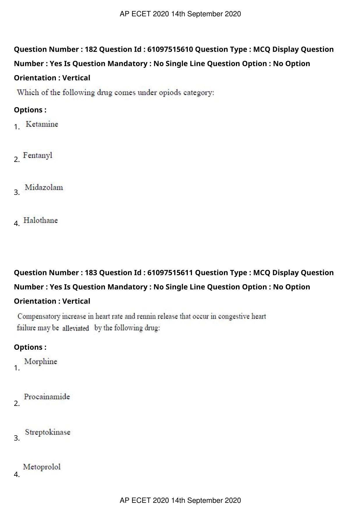 AP ECET 2020 - Pharmacy (Preview) Question Paper With Preliminary Keys - Page 93