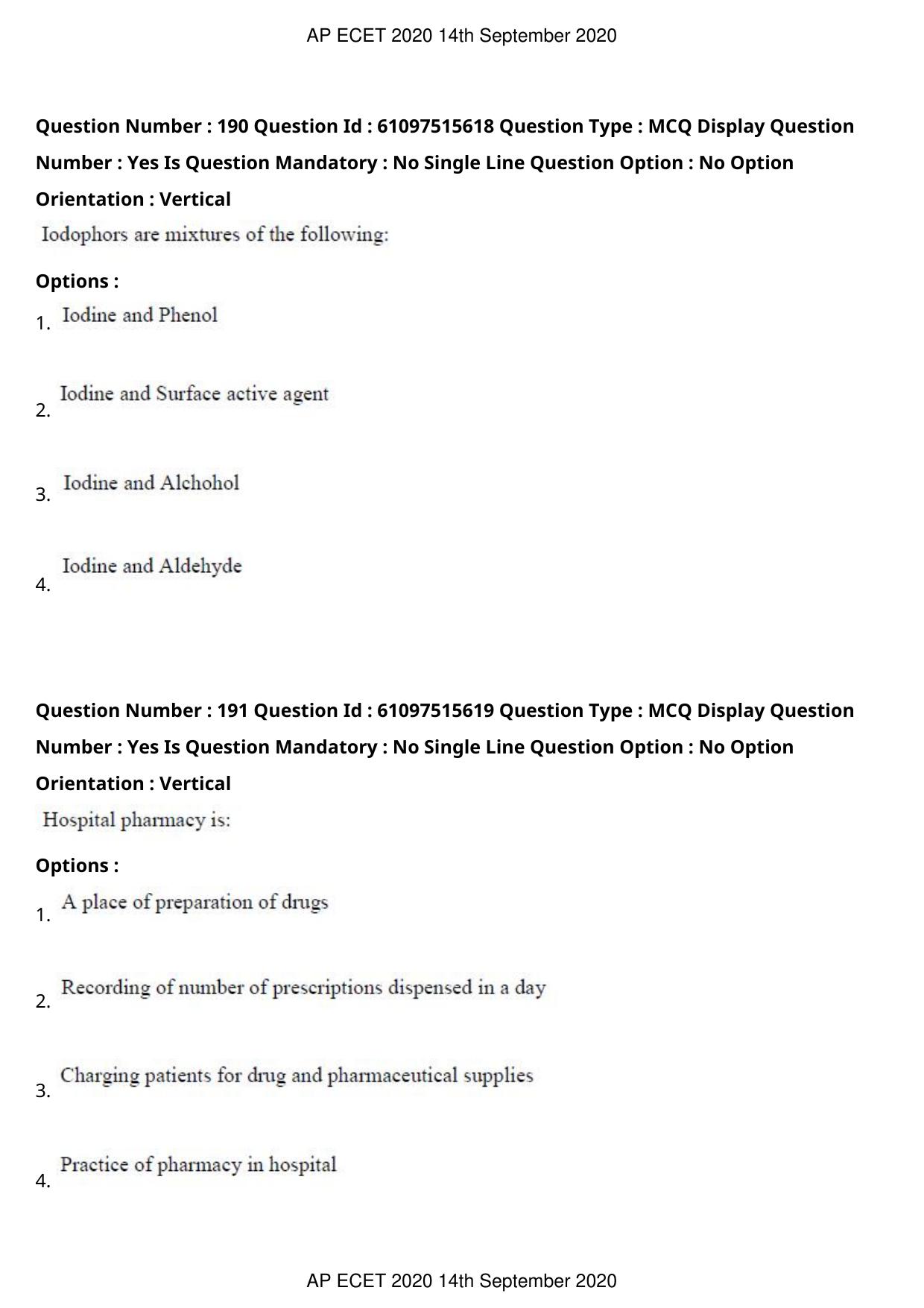 AP ECET 2020 - Pharmacy (Preview) Question Paper With Preliminary Keys - Page 97