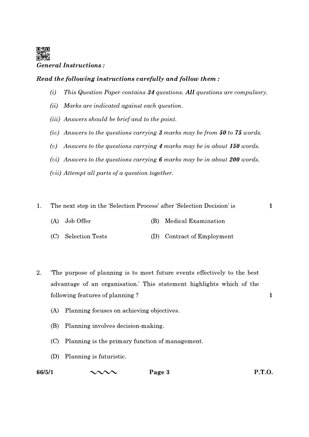 CBSE Class 12 66-5-1 Business Studies 2023 Question Paper - Page 3