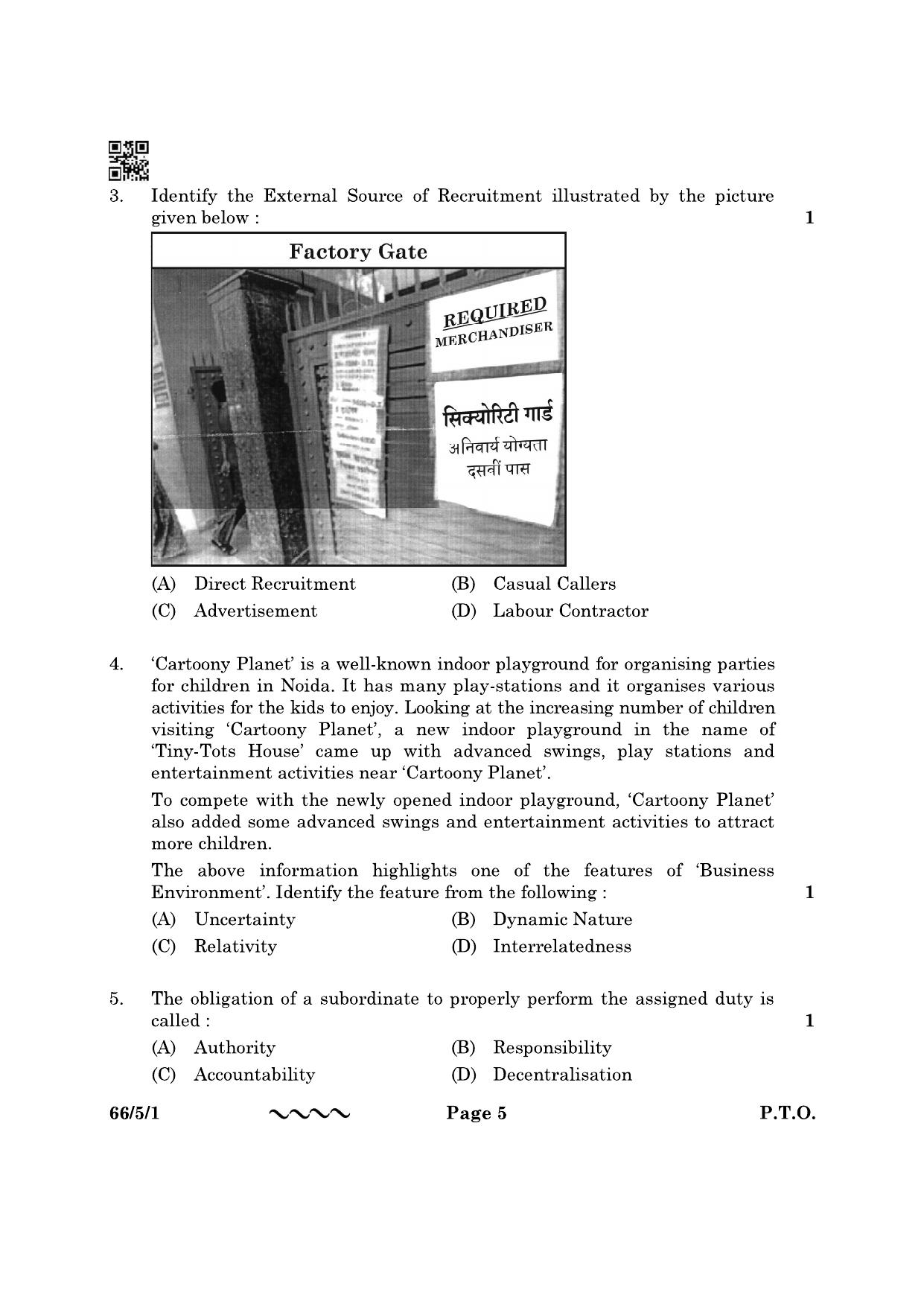 CBSE Class 12 66-5-1 Business Studies 2023 Question Paper - Page 5