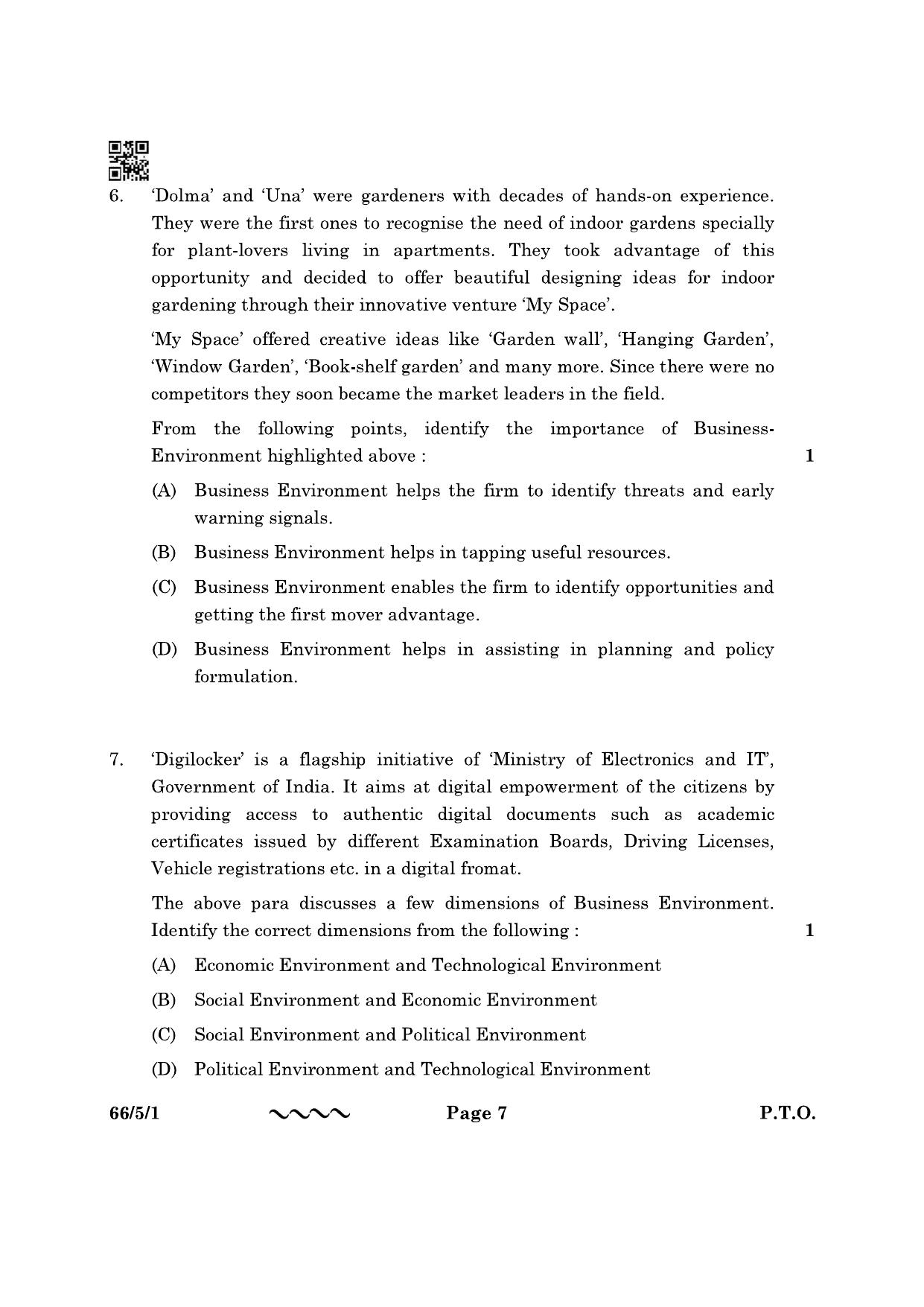 CBSE Class 12 66-5-1 Business Studies 2023 Question Paper - Page 7