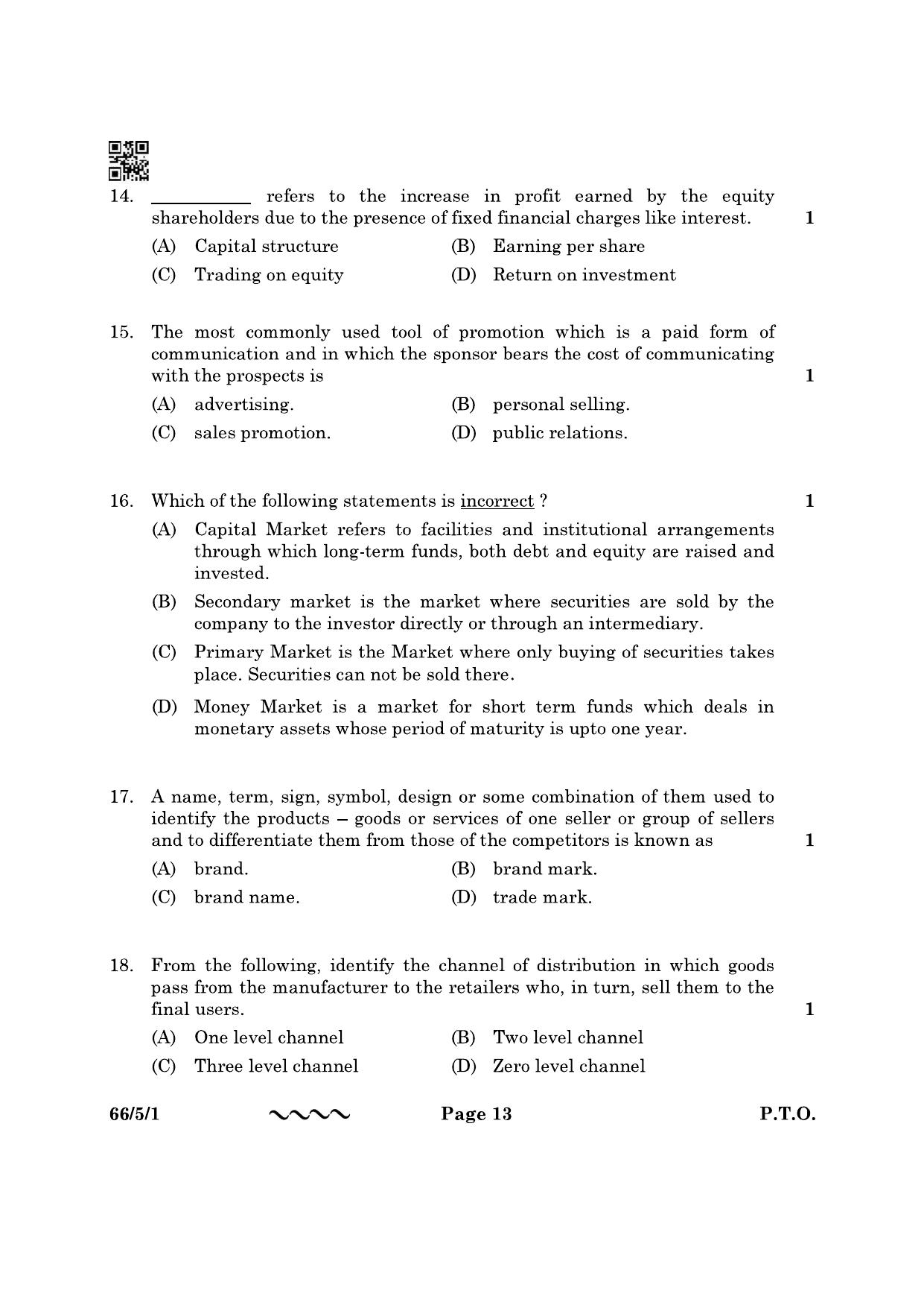 CBSE Class 12 66-5-1 Business Studies 2023 Question Paper - Page 13