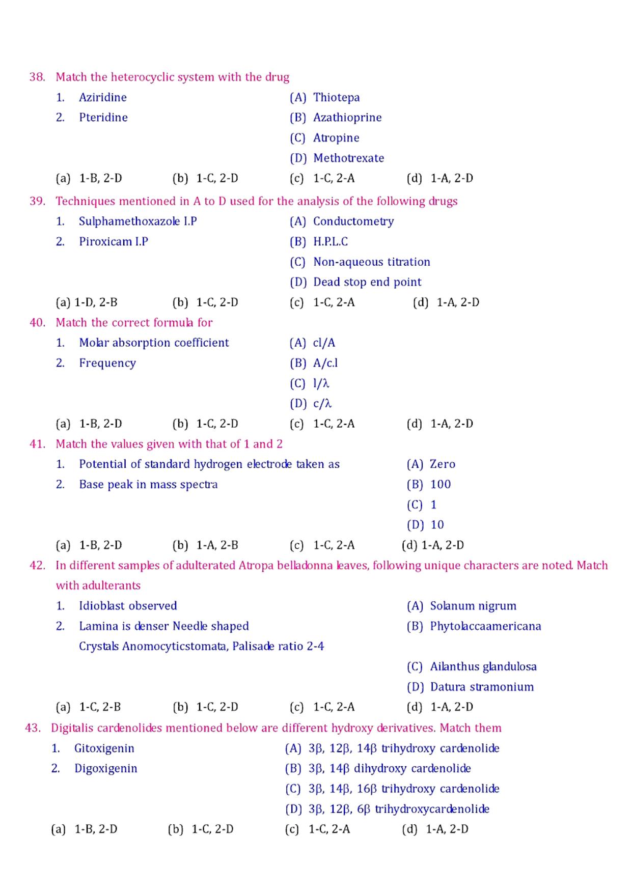 GPAT 2000 Question Paper with Answer Key - Page 6