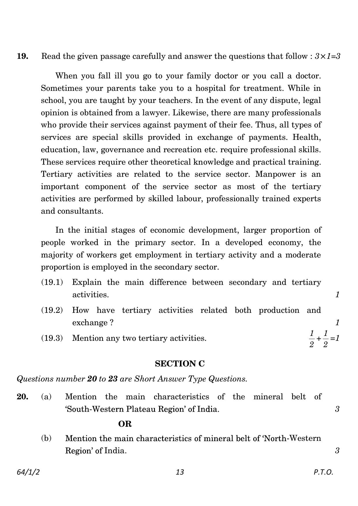 CBSE Class 12 64-1-2 Geography 2023 Question Paper - Page 13