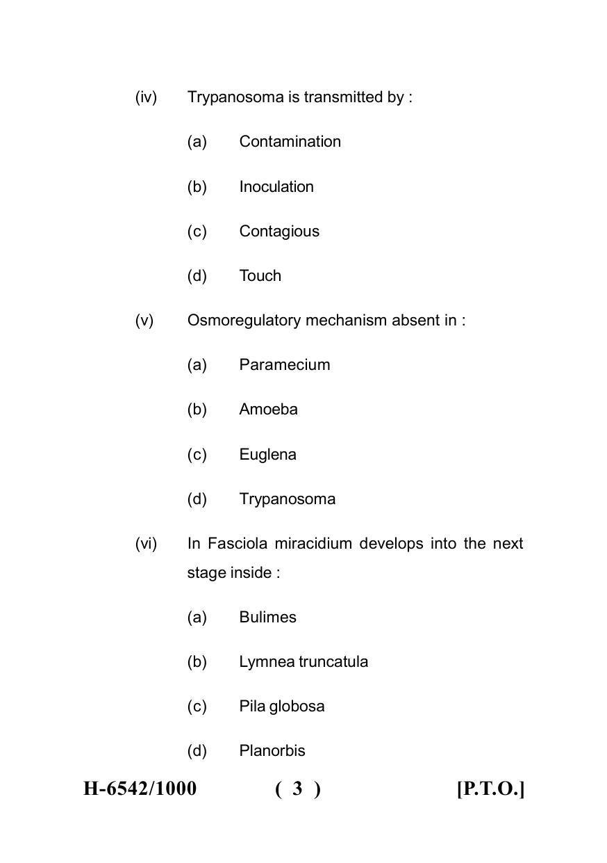 Sarguja University Question Paper July-2022 :  M.Sc. In Zoology  (Fourth sem.)Biology Of Parasitism Paper 1 - Page 3
