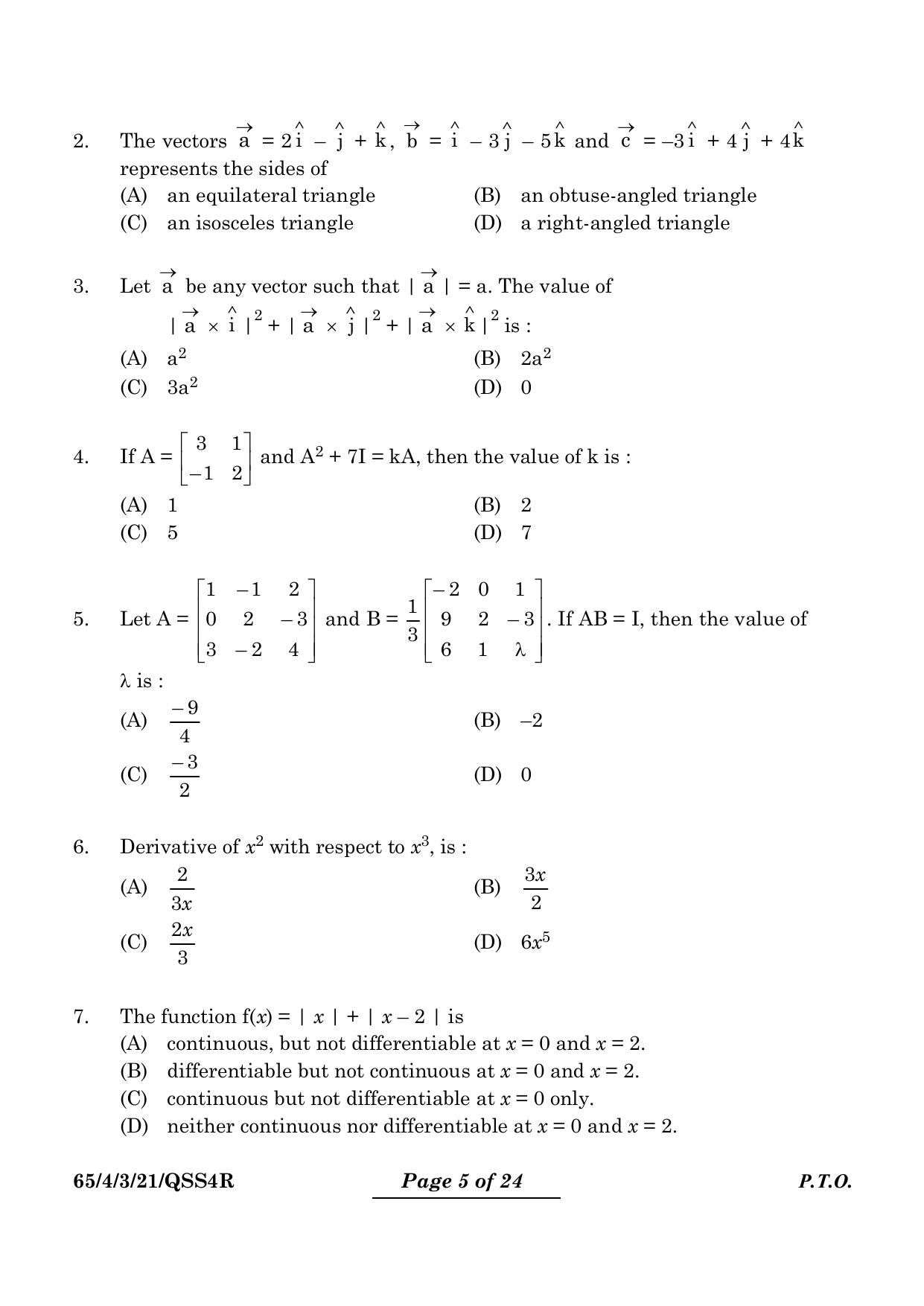 CBSE Class 12 65-4-3 Mathematics 2024 Question Paper - Page 5