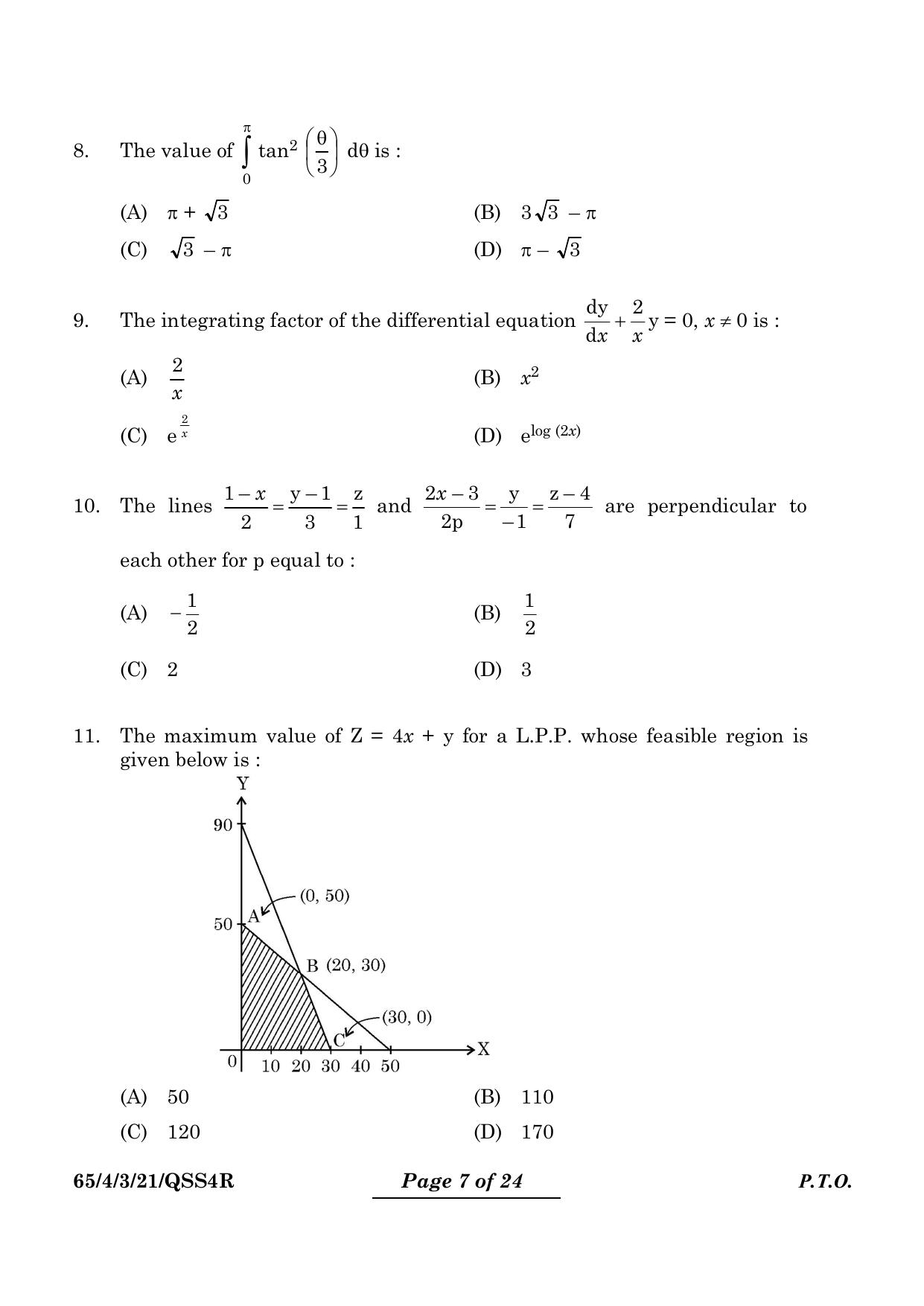 CBSE Class 12 65-4-3 Mathematics 2024 Question Paper - Page 7
