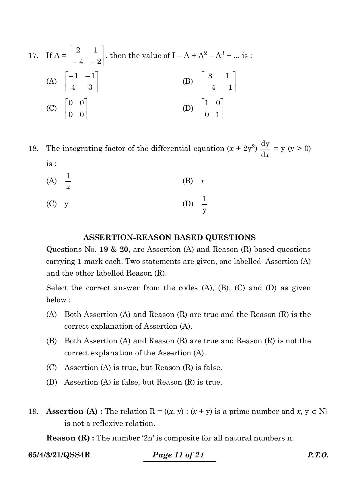 CBSE Class 12 65-4-3 Mathematics 2024 Question Paper - Page 11