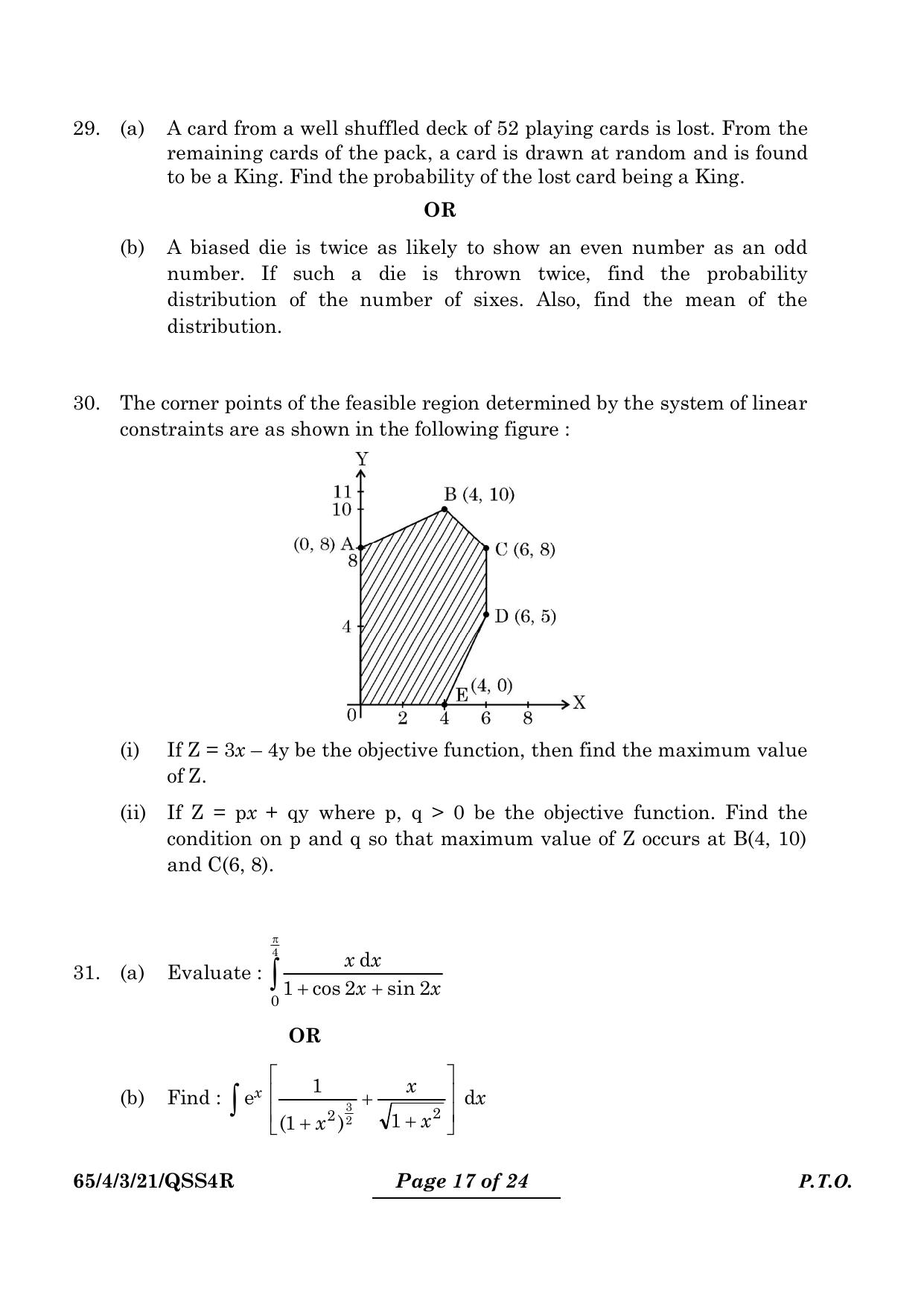 CBSE Class 12 65-4-3 Mathematics 2024 Question Paper - Page 17