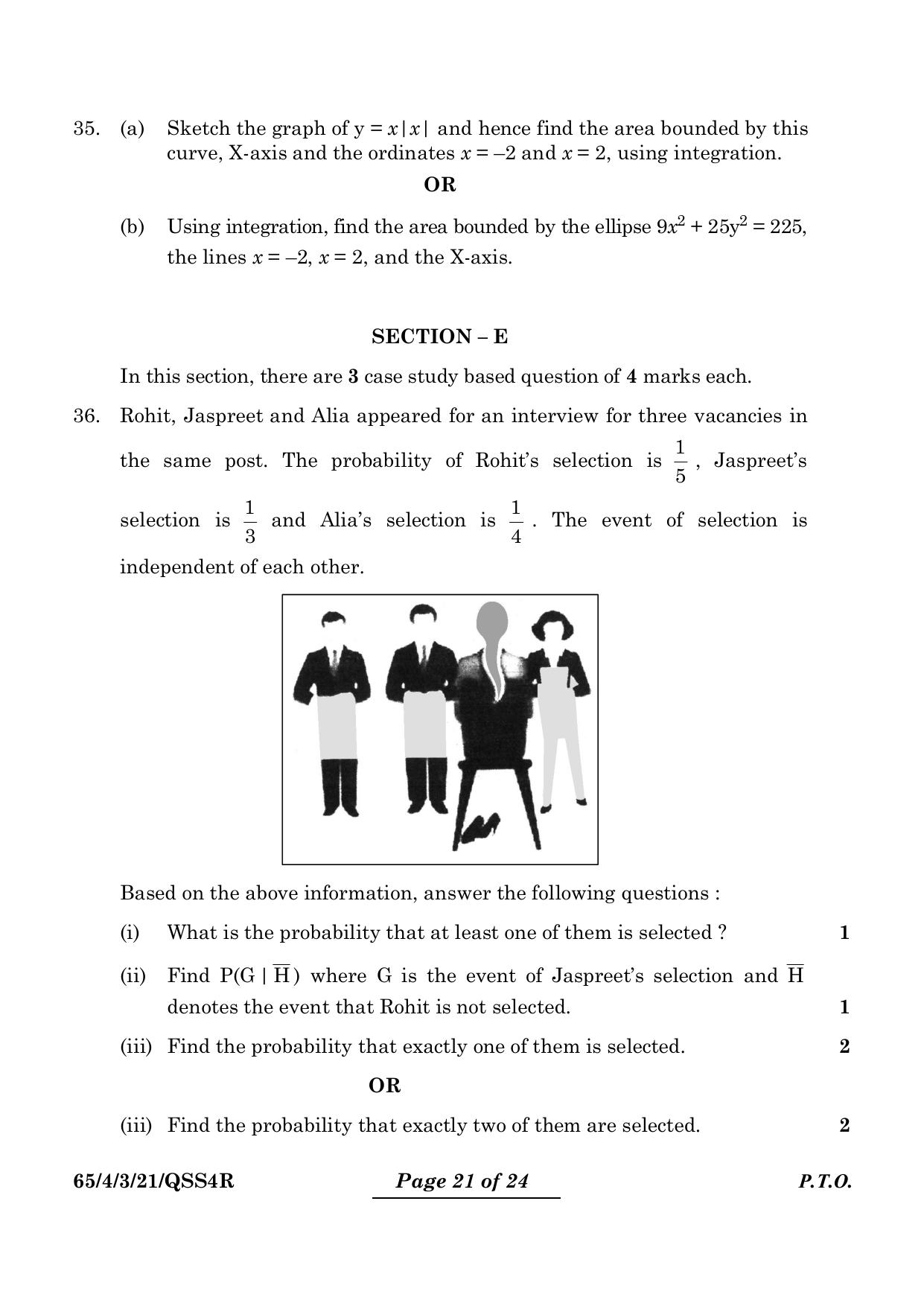 CBSE Class 12 65-4-3 Mathematics 2024 Question Paper - Page 21