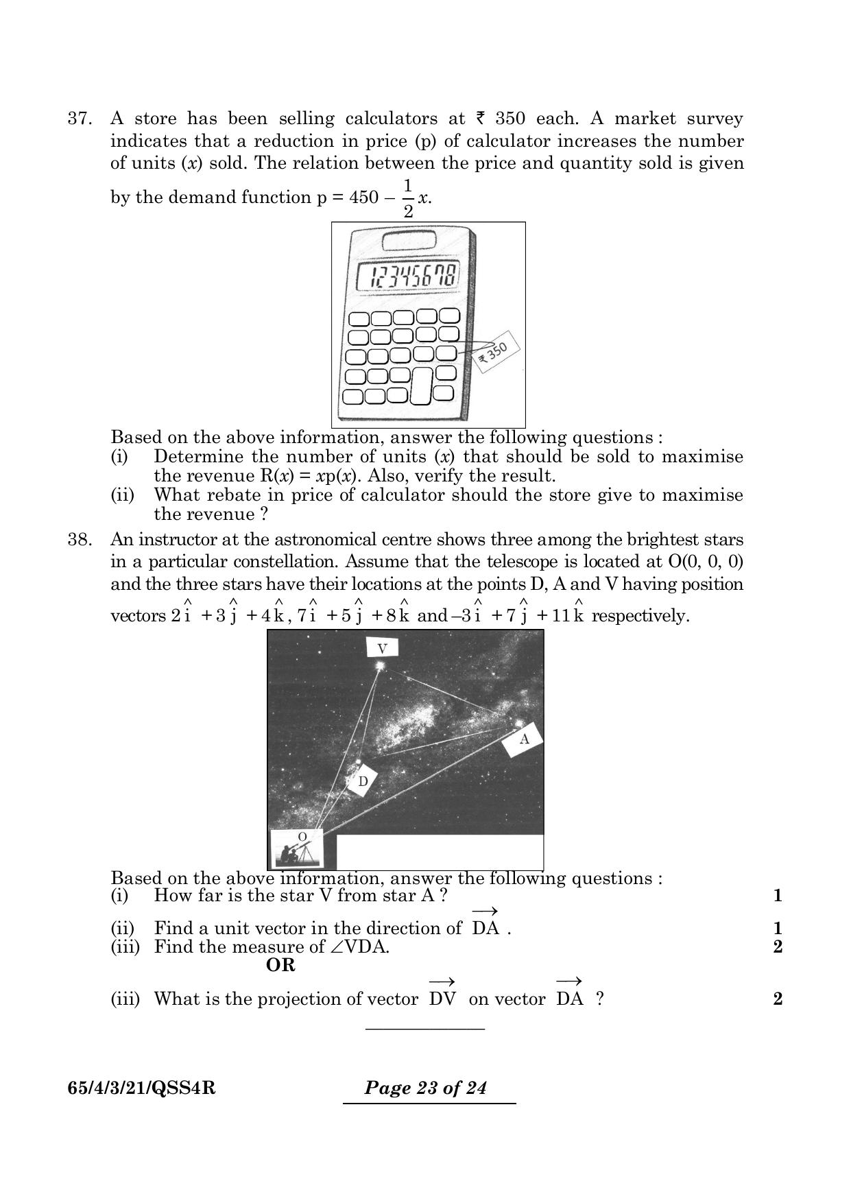 CBSE Class 12 65-4-3 Mathematics 2024 Question Paper - Page 23