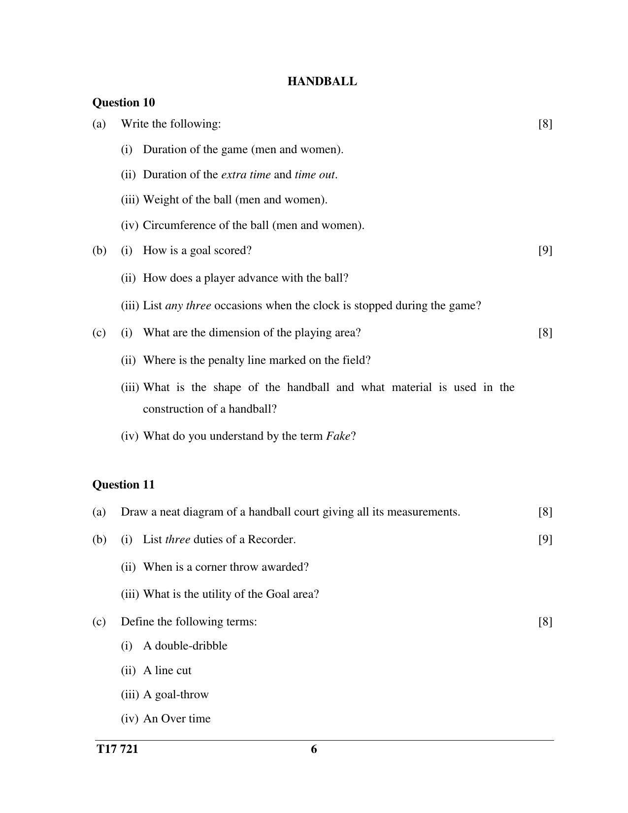 ICSE Class 10 PHYSICAL EDUCATION 2017 Question Paper - Page 6