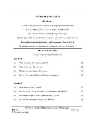 ICSE Class 10 PHYSICAL EDUCATION 2017 Question Paper